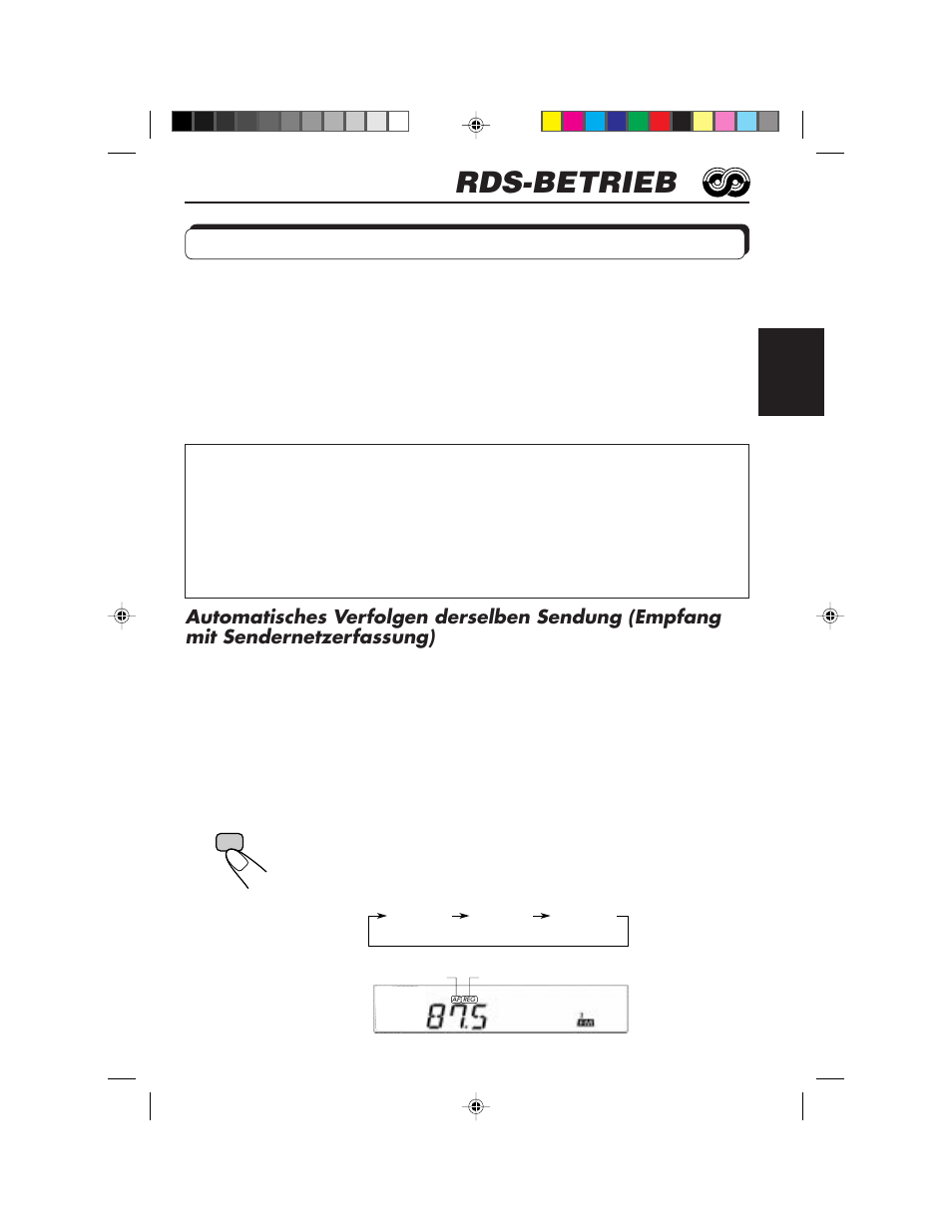 Rds-betrieb, Betriebsmöglichkeiten mit der funktion rds eon | JVC KD-S673R User Manual | Page 43 / 138