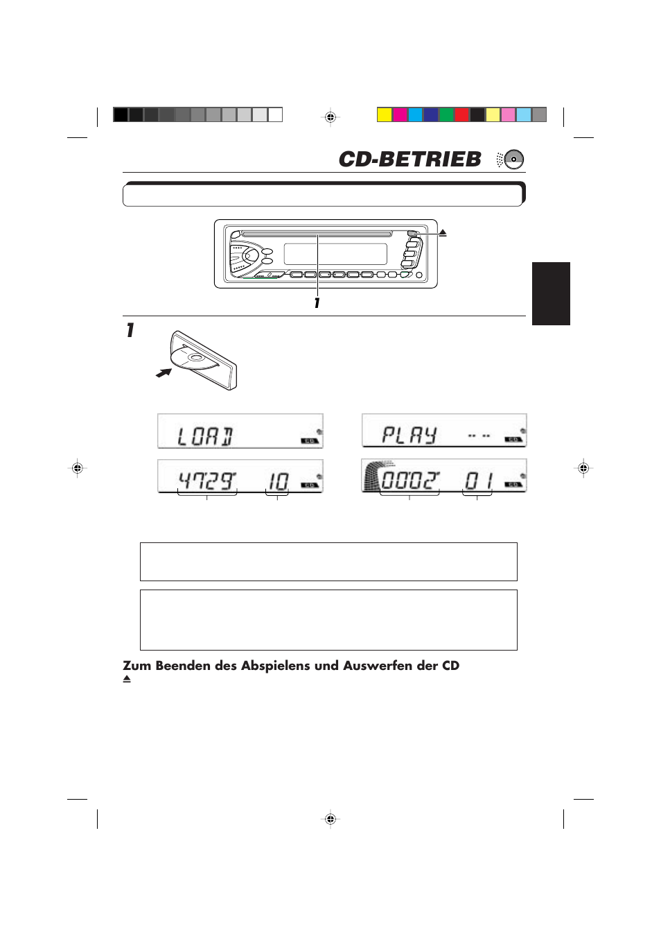 Cd-betrieb, Abspielen einer cd, Eine cd in den ladeschlitz einlegen | JVC KD-S673R User Manual | Page 51 / 138