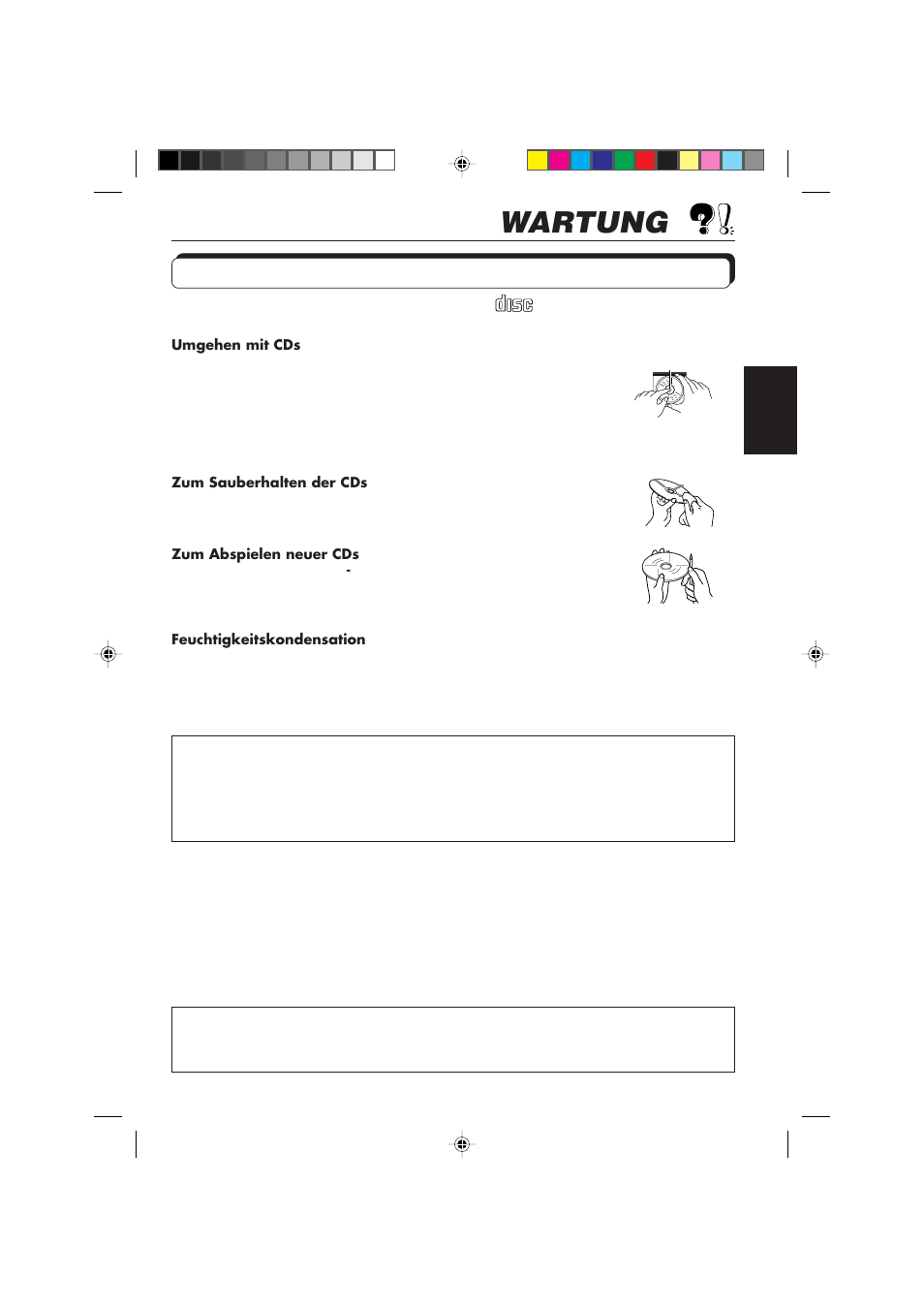 Wartung, Handhaben der cds | JVC KD-S673R User Manual | Page 67 / 138