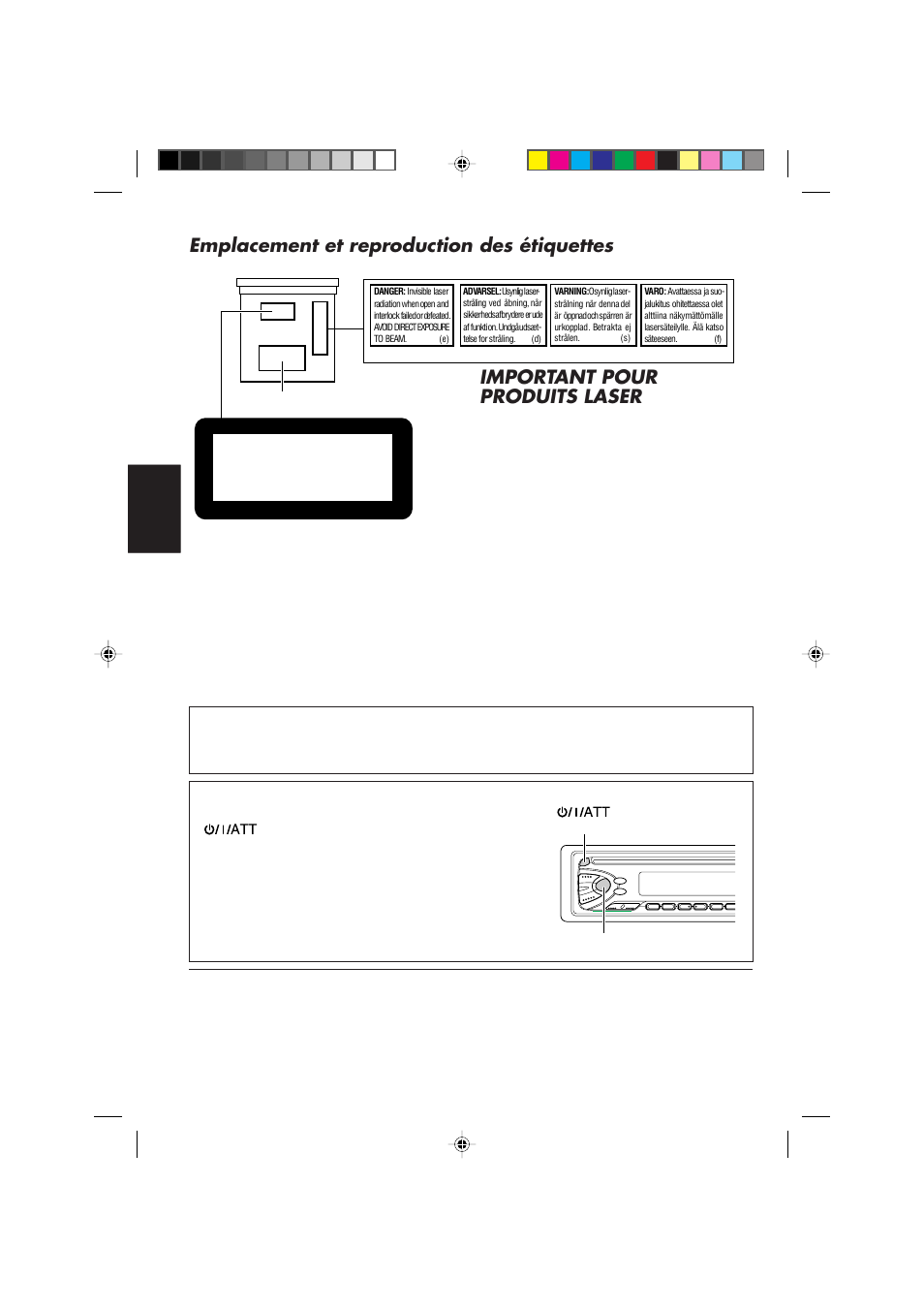 Emplacement et reproduction des étiquettes, Comment réinitialiser votre appareil, Important pour produits laser | JVC KD-S673R User Manual | Page 70 / 138