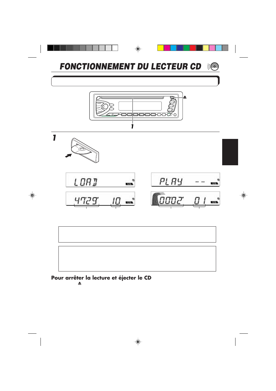Fonctionnement du lecteur cd, Lecture d'un cd, Insérez un disque dans la fente d'insertion | JVC KD-S673R User Manual | Page 85 / 138