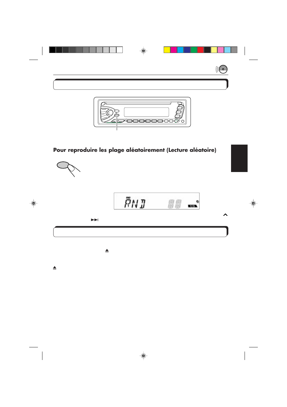 Sélection des modes de lecture de cd, Interdiction de l'éjection de cd | JVC KD-S673R User Manual | Page 87 / 138