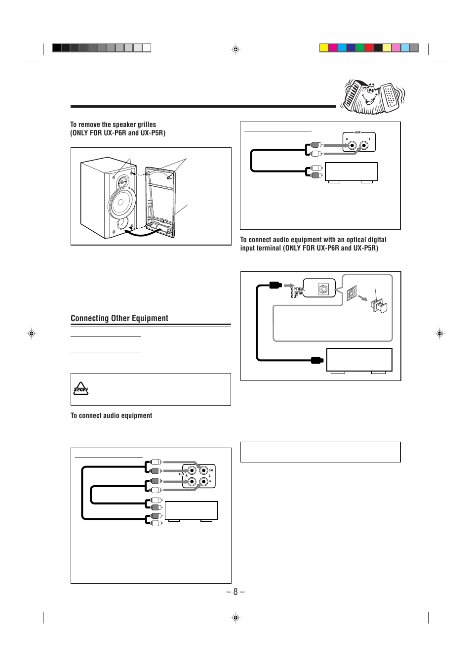 Now, you can plug the ac power cord, Connecting other equipment | JVC SP-UXP5 User Manual | Page 11 / 28