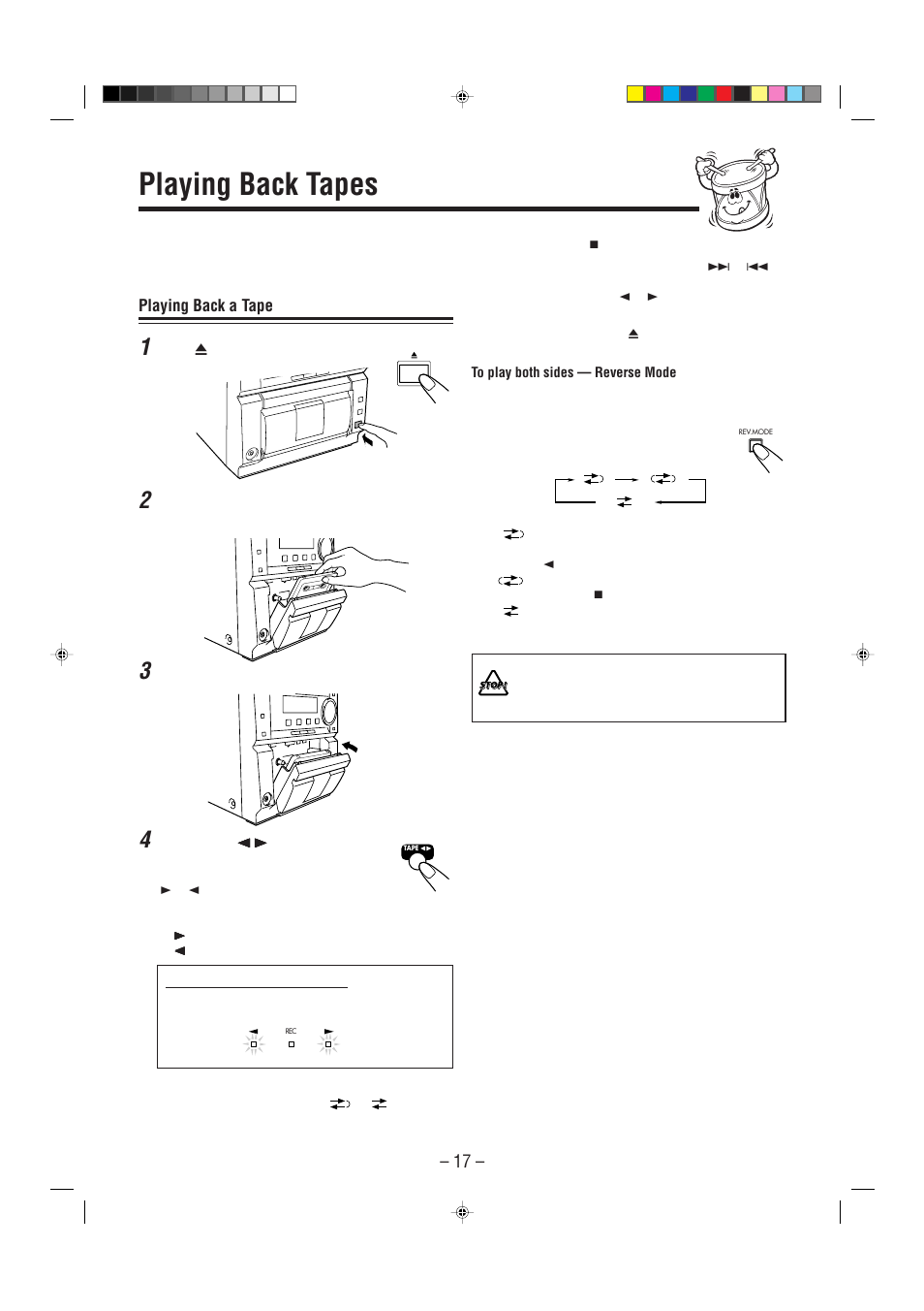 Playing back tapes | JVC SP-UXP5 User Manual | Page 20 / 28