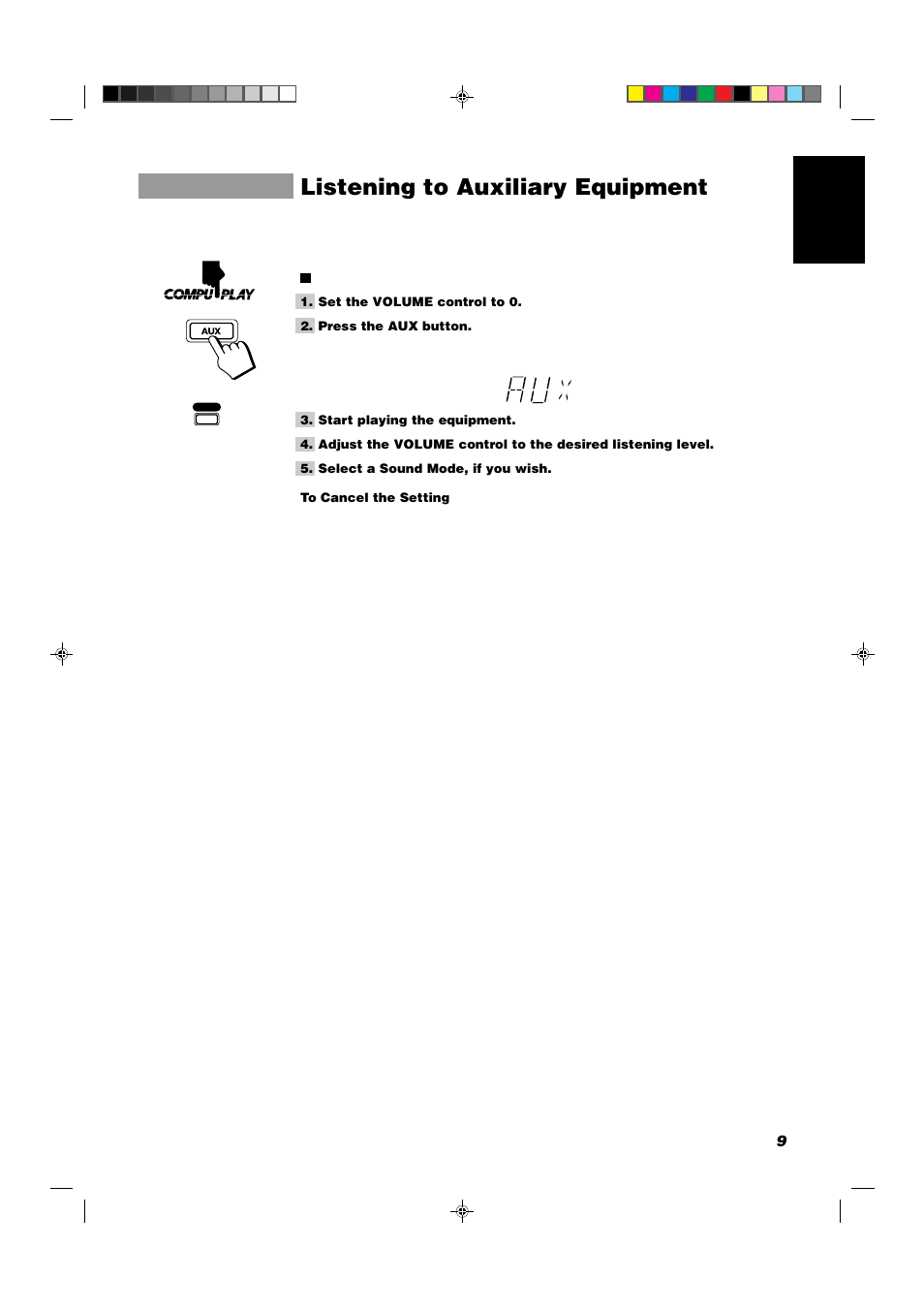 Listening to auxiliary equipment | JVC CA-D352TR User Manual | Page 13 / 37