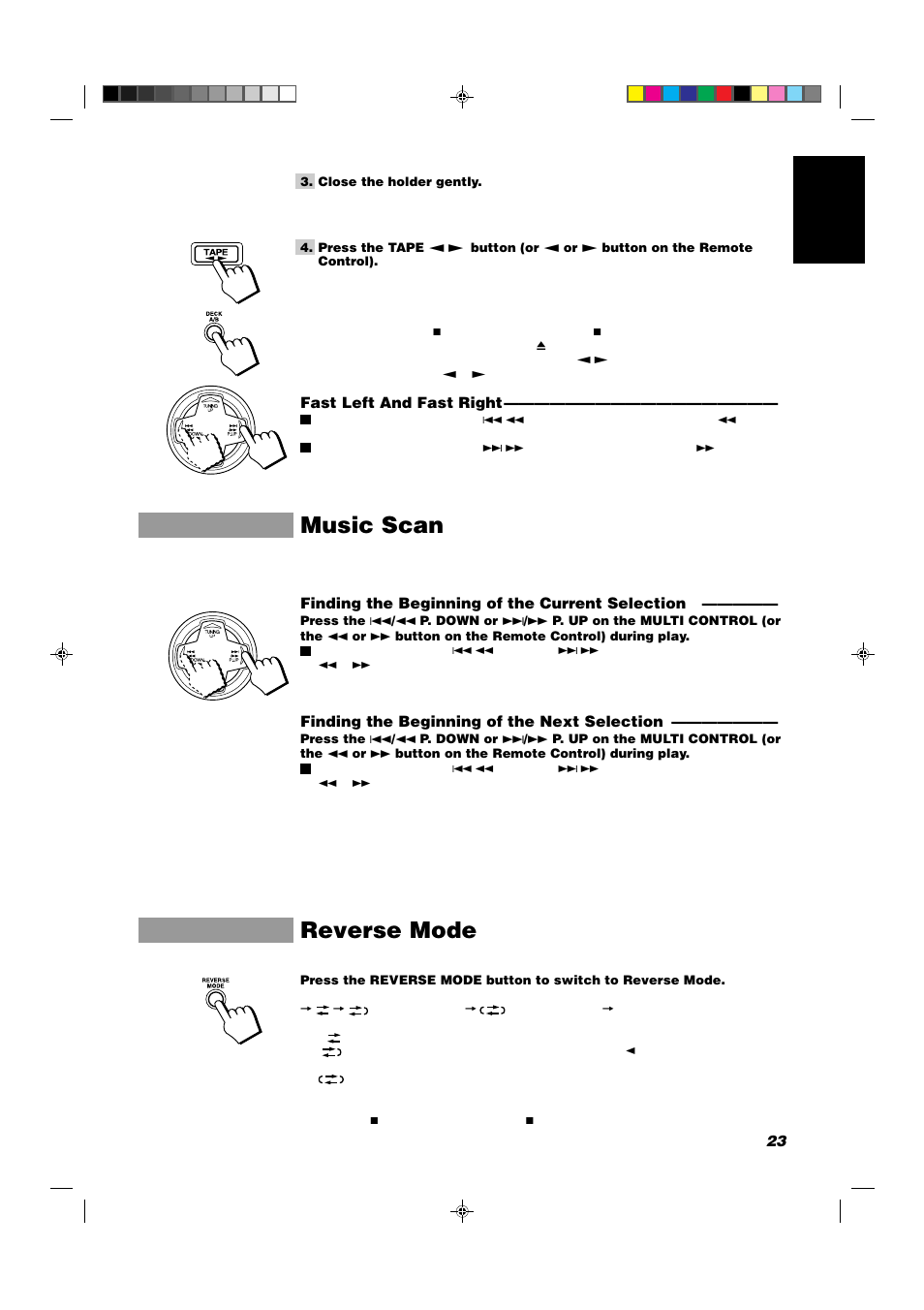 Music scan, Reverse mode | JVC CA-D352TR User Manual | Page 27 / 37