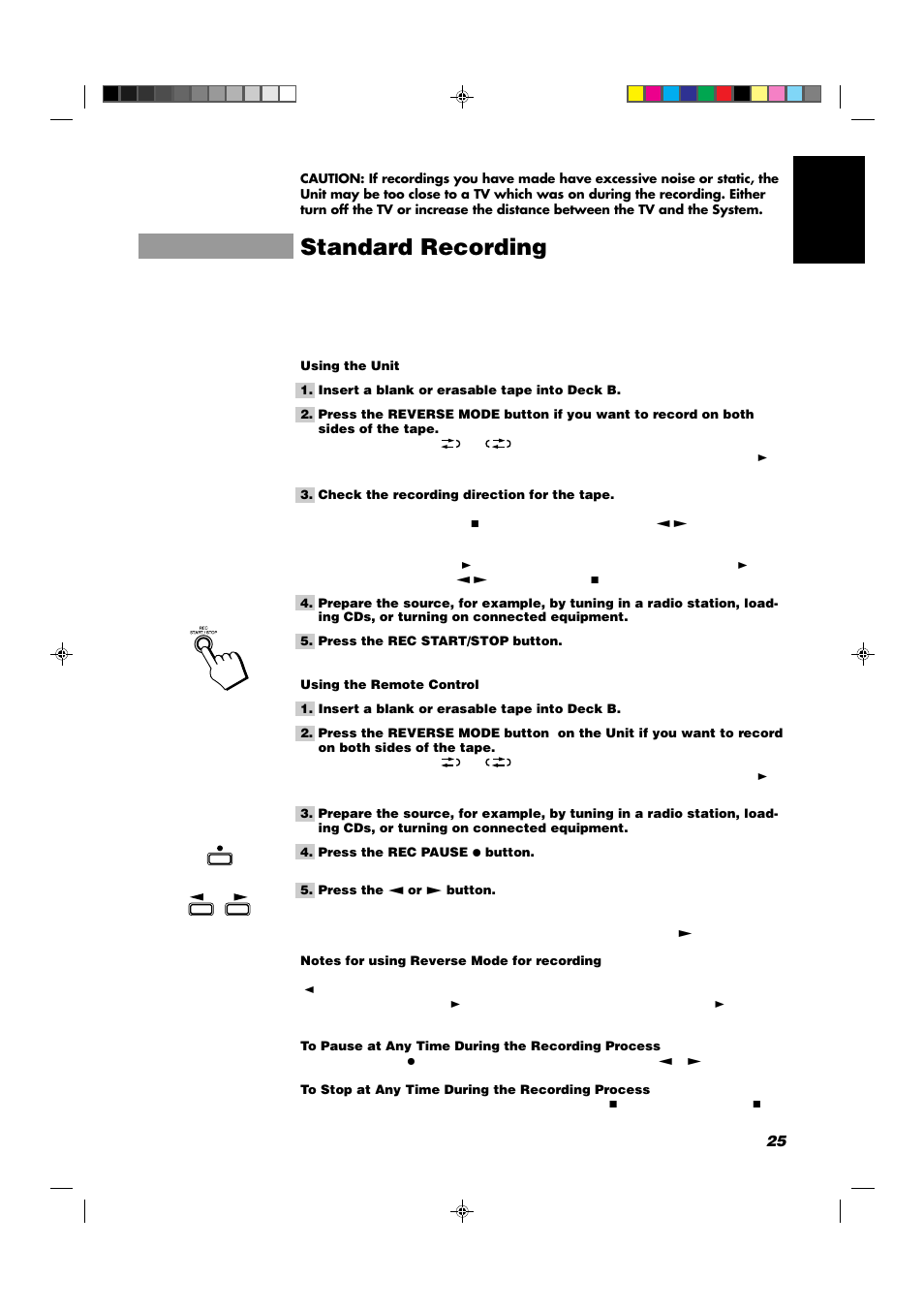 Standard recording | JVC CA-D352TR User Manual | Page 29 / 37