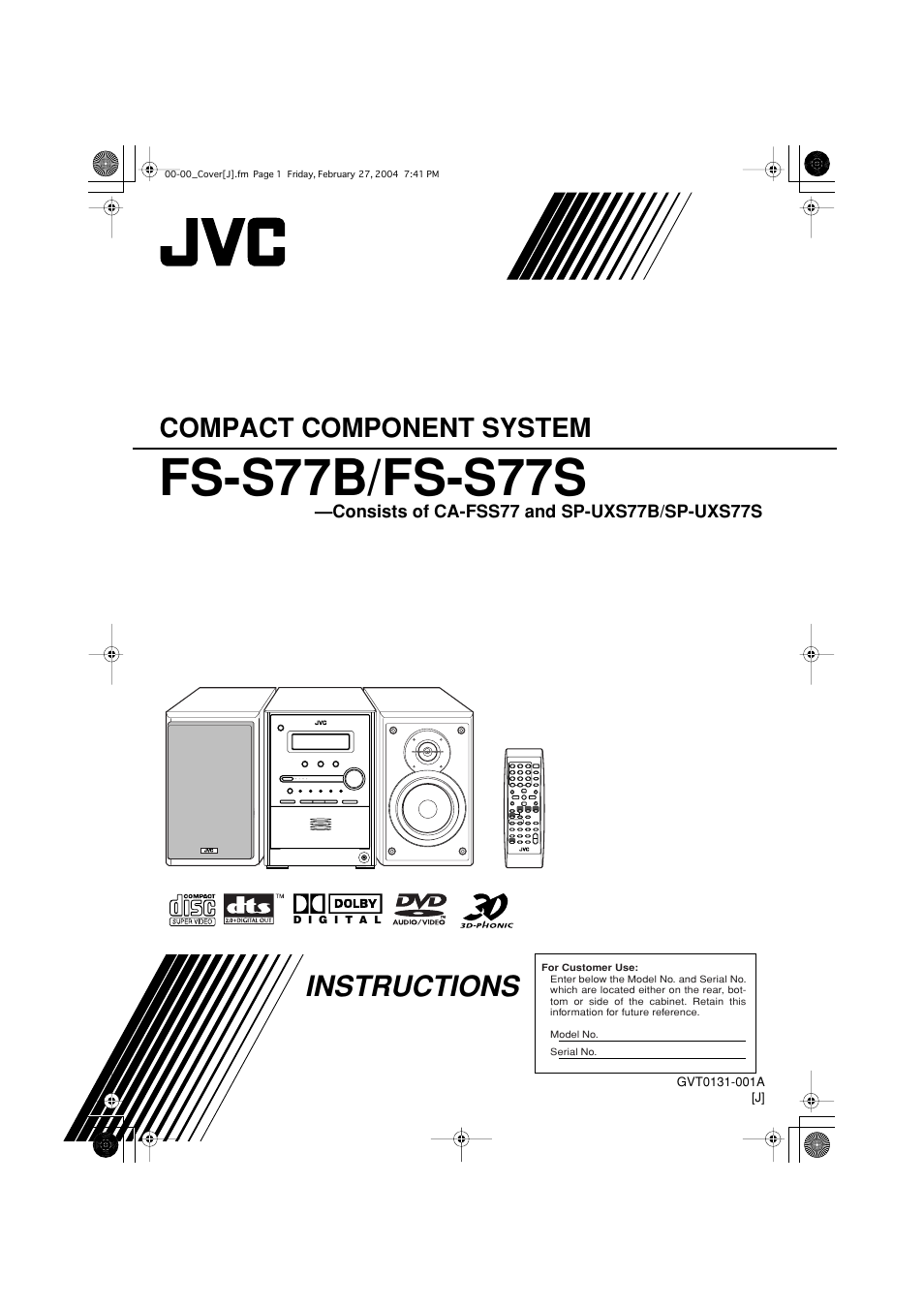 JVC FS-S77B/FS-S77S User Manual | 52 pages