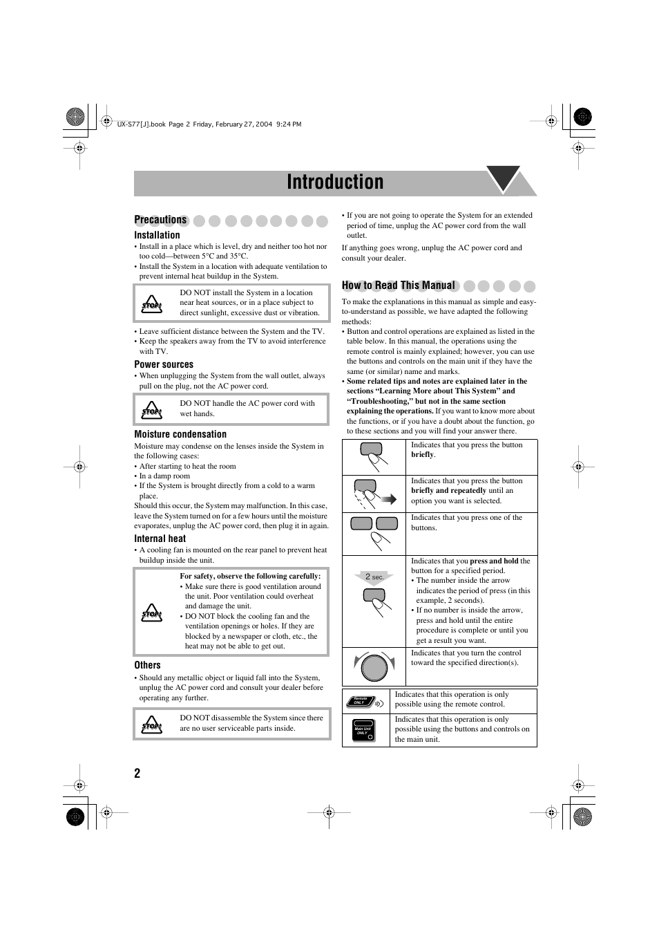 Introduction | JVC FS-S77B/FS-S77S User Manual | Page 6 / 52