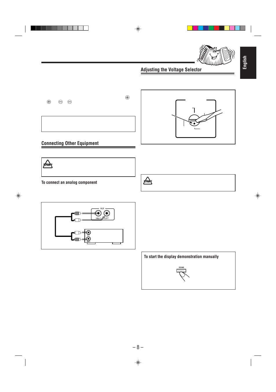 Connecting other equipment, Adjusting the voltage selector | JVC CA-MXJ700 User Manual | Page 13 / 32