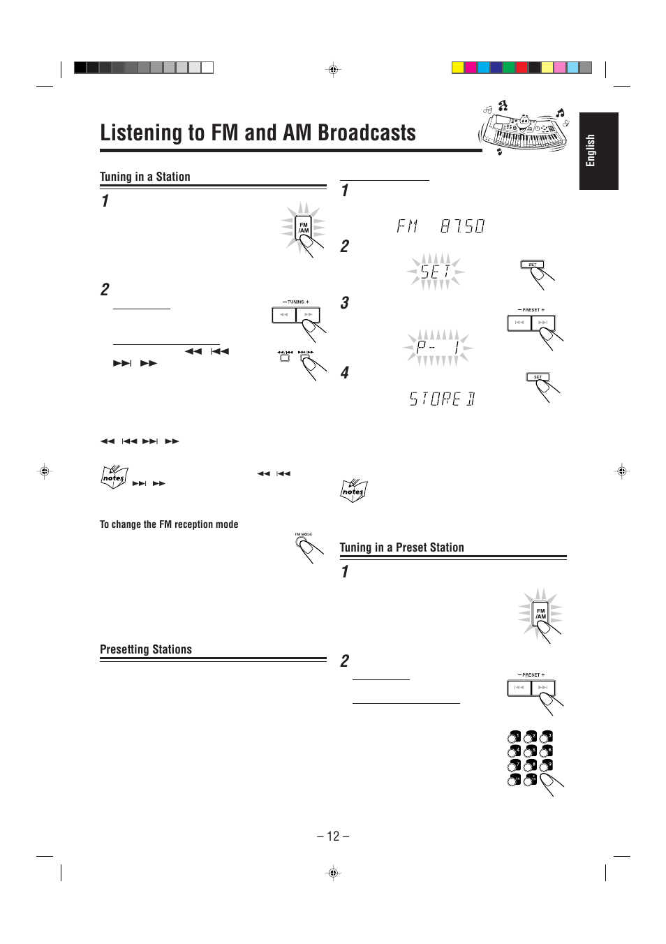 Listening to fm and am broadcasts | JVC CA-MXJ700 User Manual | Page 17 / 32