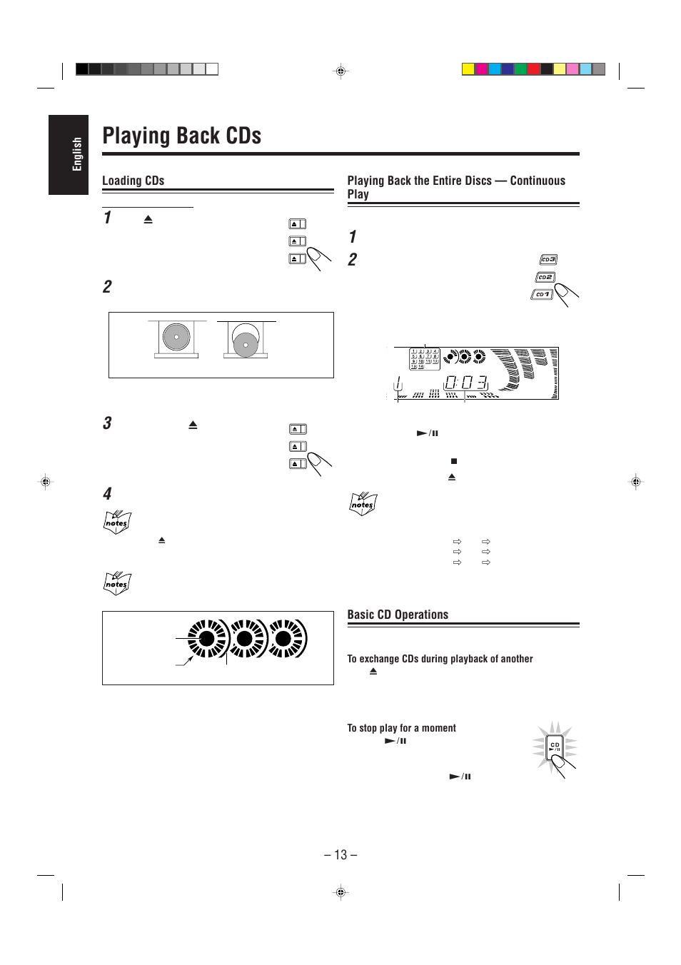 Playing back cds | JVC CA-MXJ700 User Manual | Page 18 / 32