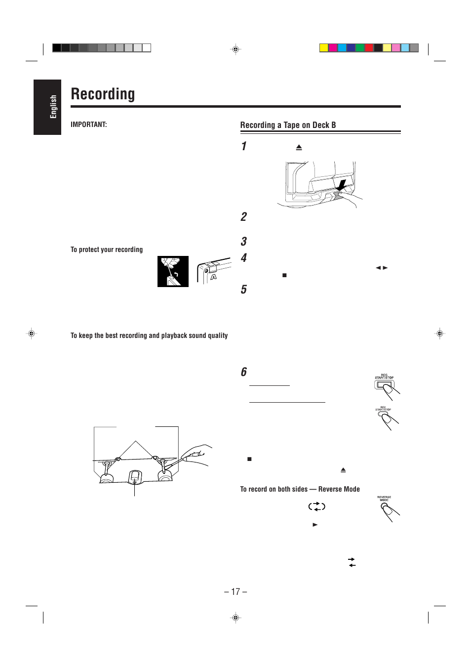 Recording | JVC CA-MXJ700 User Manual | Page 22 / 32