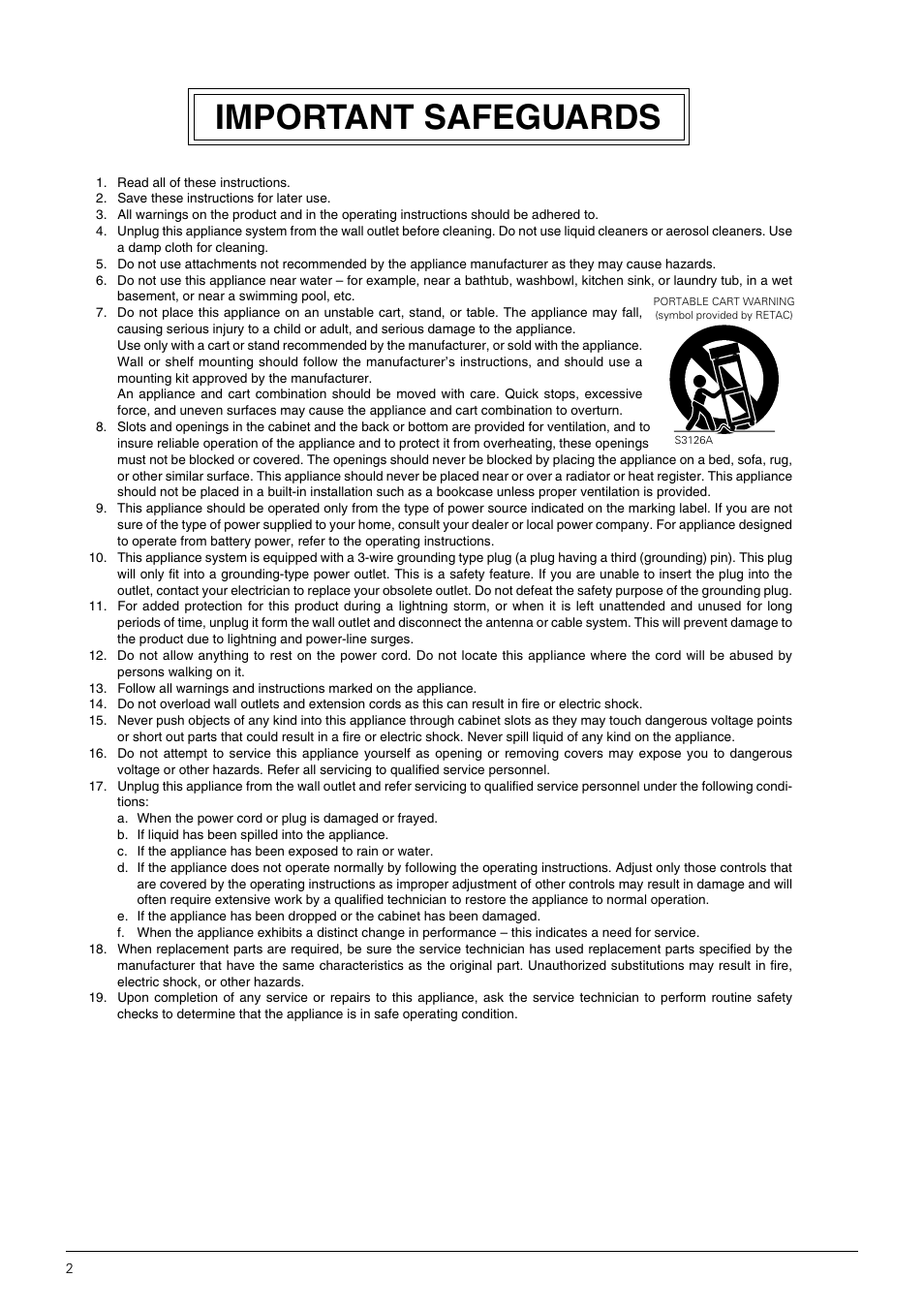 Important safeguards | JVC TK-C676 User Manual | Page 2 / 44