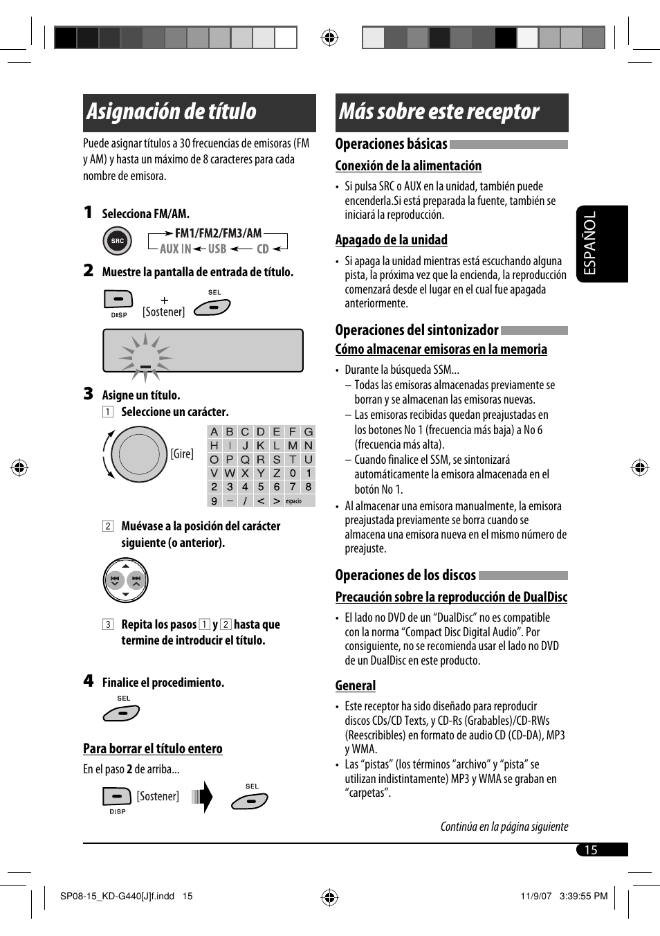 Asignación de título, Más sobre este receptor | JVC KD-G440 User Manual | Page 35 / 62