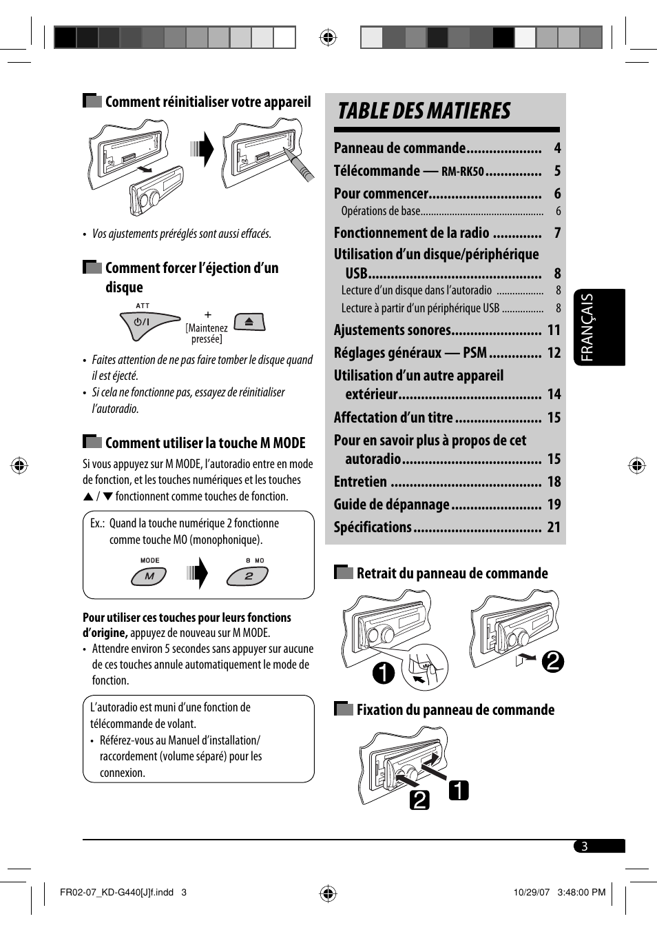 Table des matieres | JVC KD-G440 User Manual | Page 43 / 62