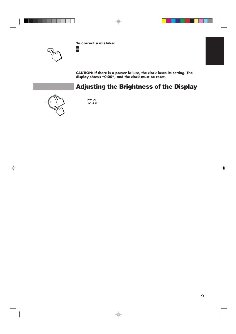 Adjusting the brightness of the display, 9english | JVC CA-TD77R User Manual | Page 13 / 57