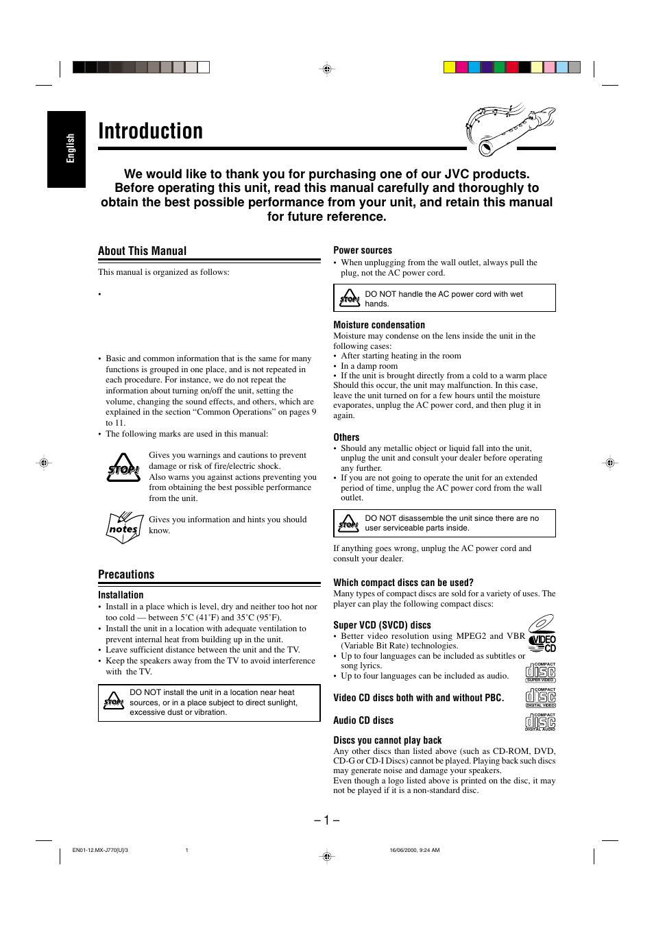 Introduction, About this manual, Precautions | JVC CA-MXJ770V User Manual | Page 2 / 34