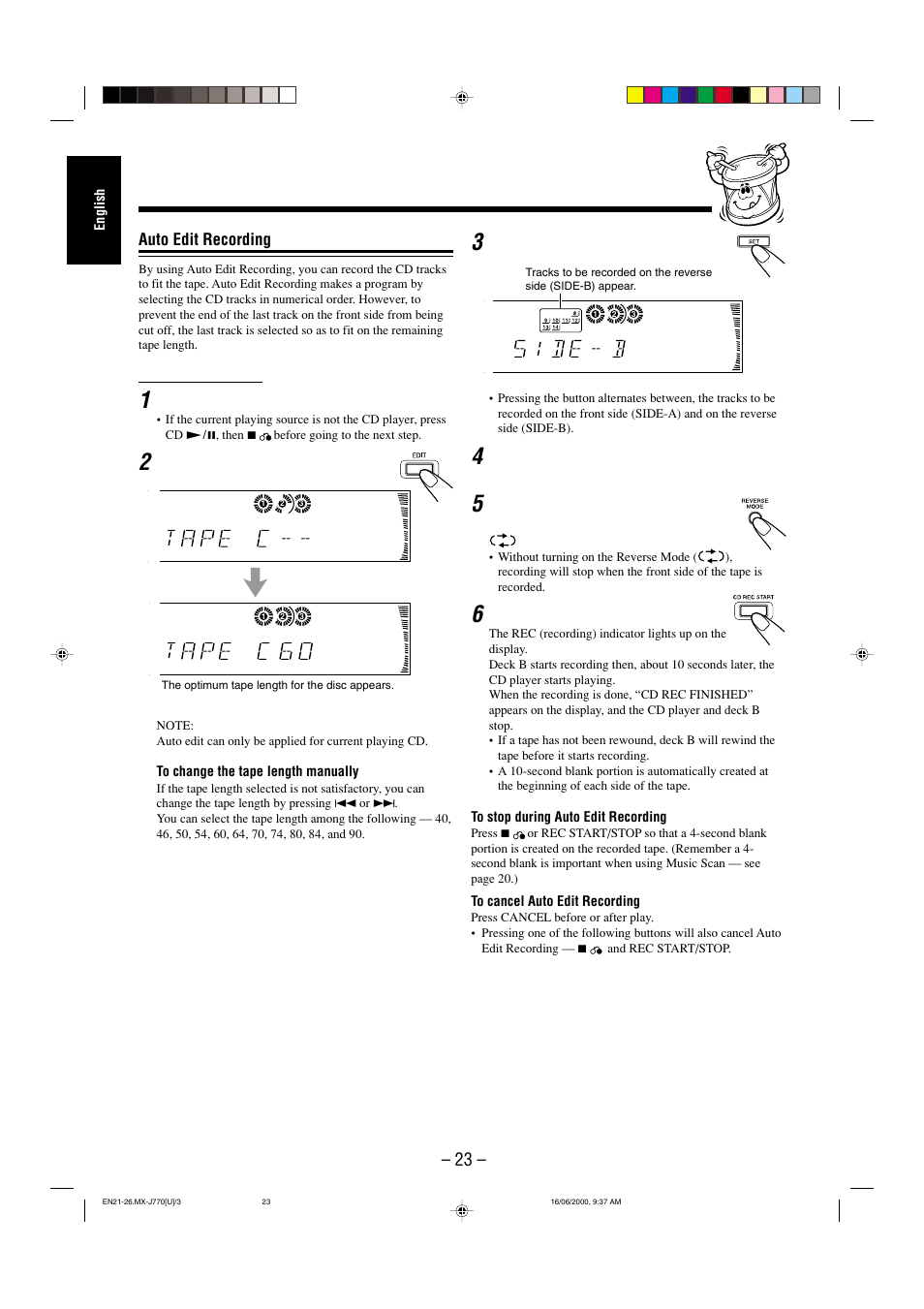 Auto edit recording | JVC CA-MXJ770V User Manual | Page 24 / 34