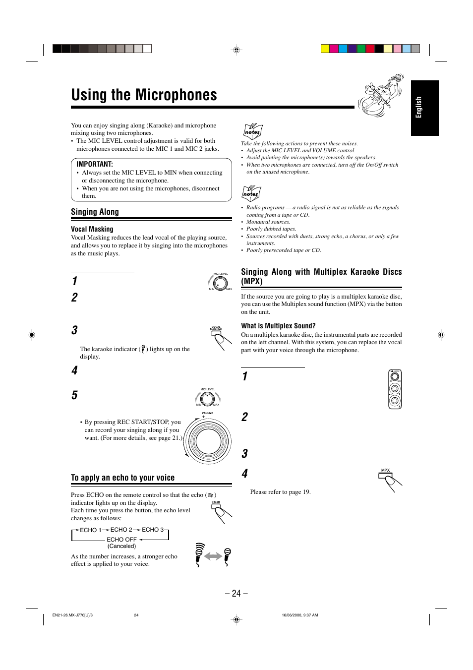 Using the microphones | JVC CA-MXJ770V User Manual | Page 25 / 34