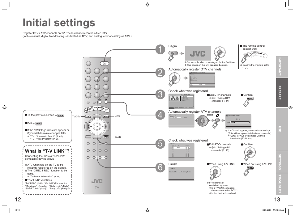 Initial settings, What is “t-v link | JVC DynaPix LT-32DX7BJ User Manual | Page 8 / 26