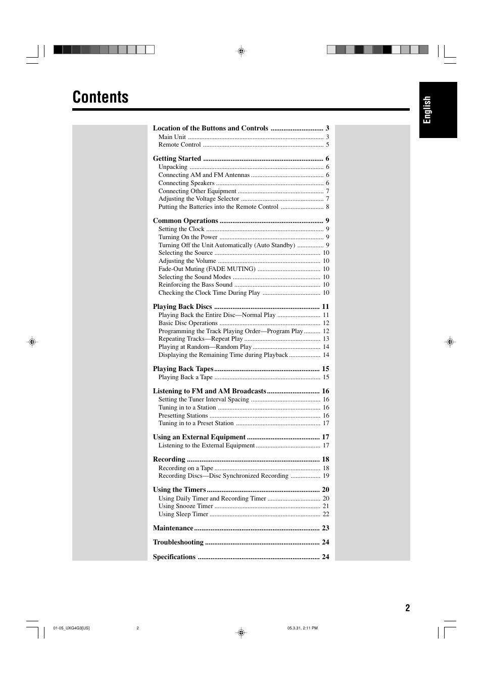 JVC CA-UXG3 User Manual | Page 5 / 114