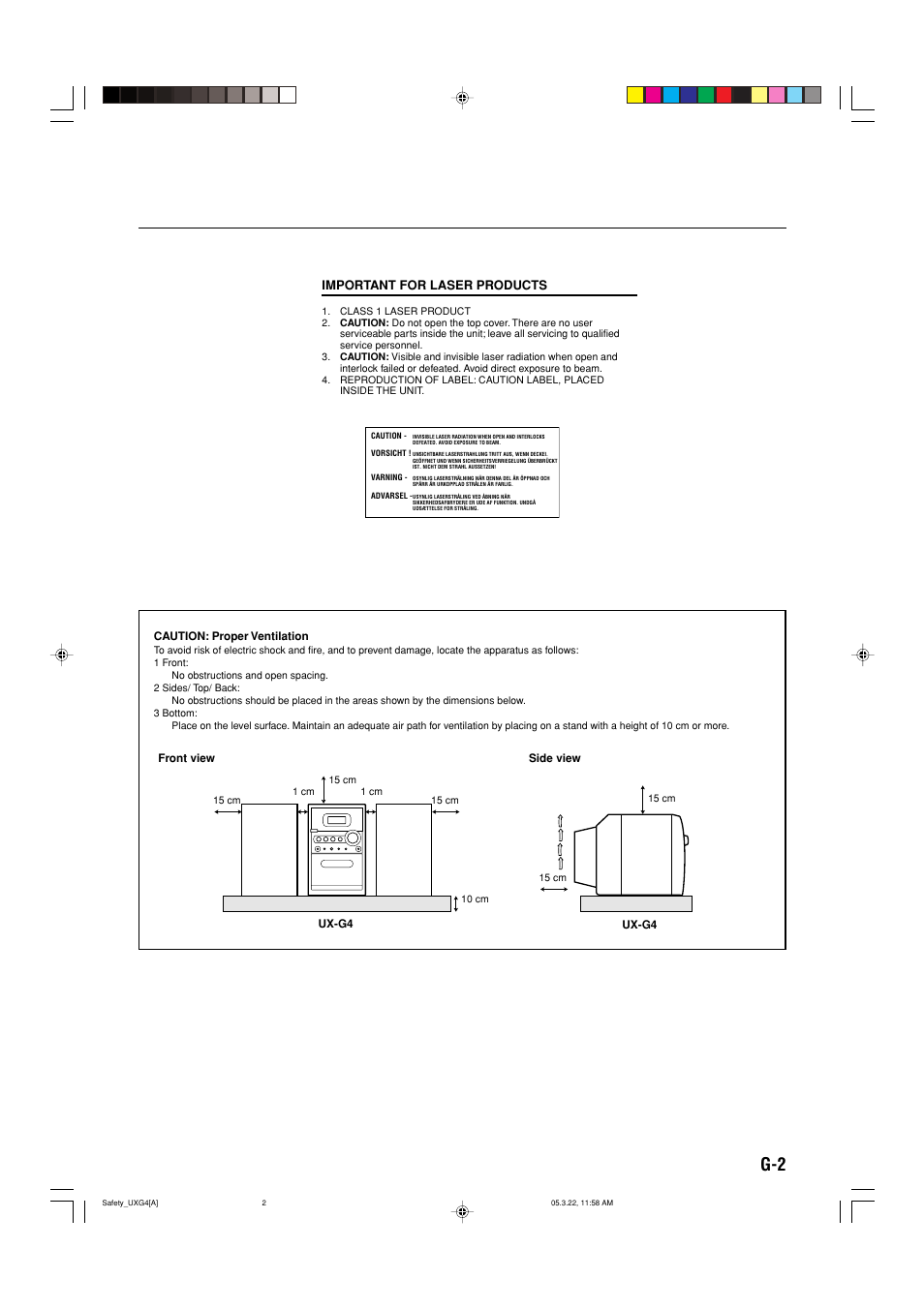 Important for laser products | JVC CA-UXG3 User Manual | Page 89 / 114