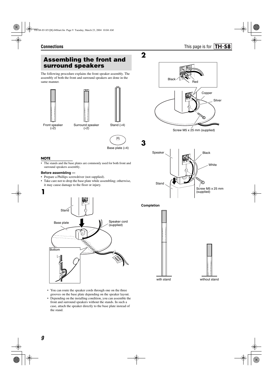 Assembling the front and surround speakers | JVC SP-PWS51 User Manual | Page 12 / 50