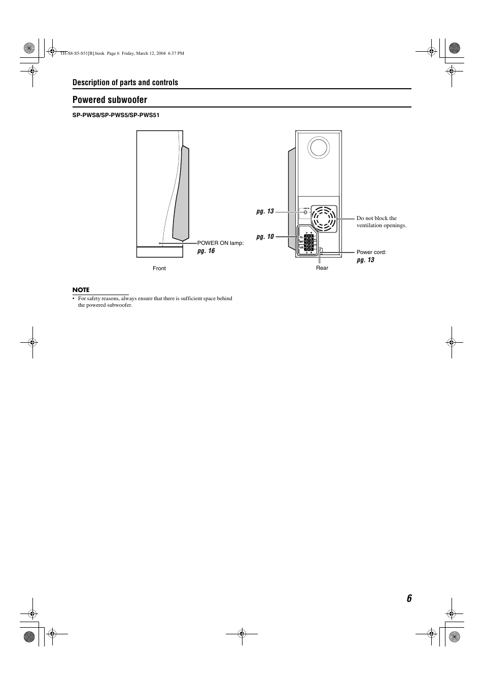 Powered subwoofer | JVC SP-PWS51 User Manual | Page 9 / 50