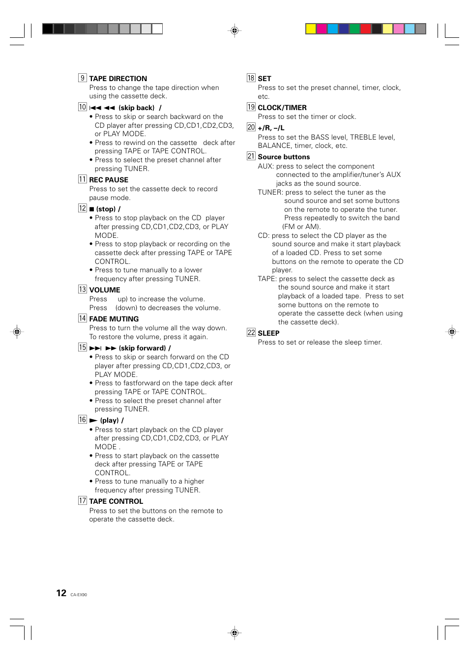 JVC CA-EX90 User Manual | Page 12 / 54