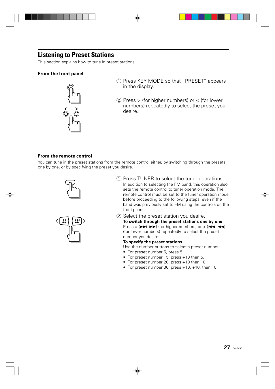 Listening to preset stations | JVC CA-EX90 User Manual | Page 27 / 54