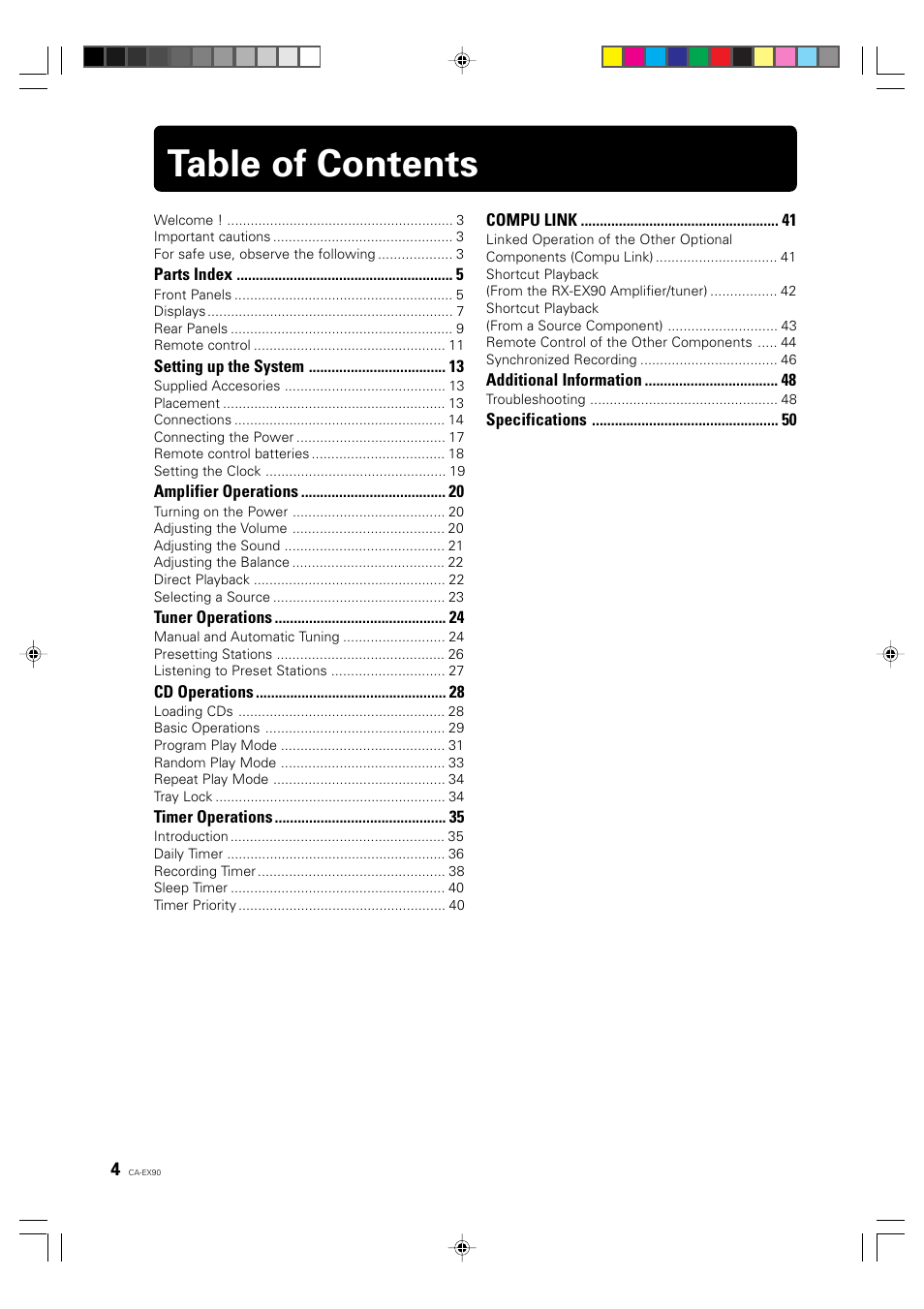 JVC CA-EX90 User Manual | Page 4 / 54