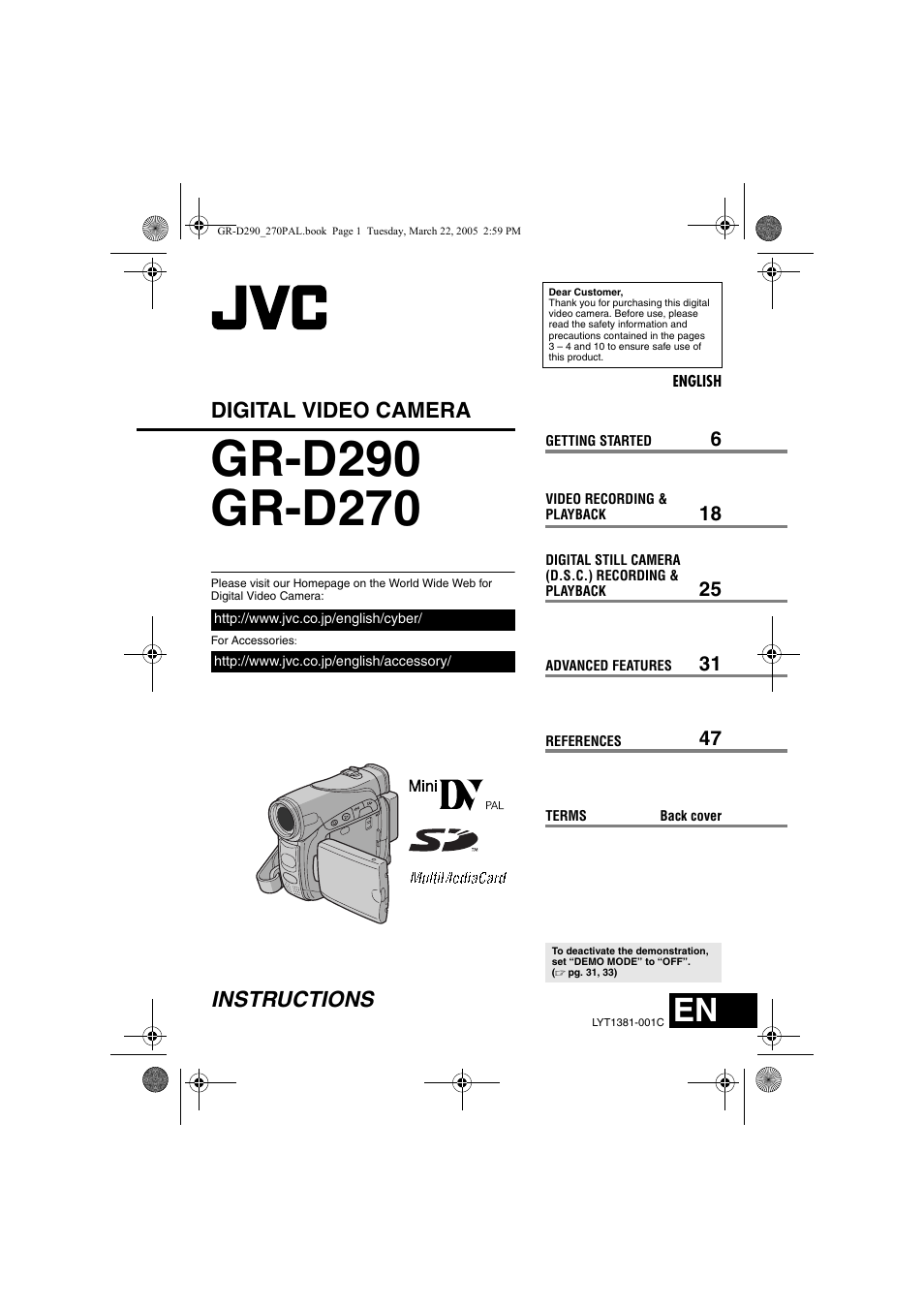 JVC GR-D290  EN User Manual | 56 pages