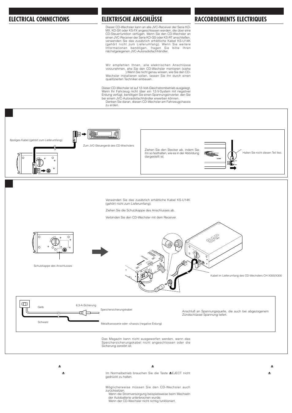 Electrical connections, Raccordements electriques, Elektrische anschlüsse | B1. 2 | JVC CH-X350/X300 User Manual | Page 4 / 6
