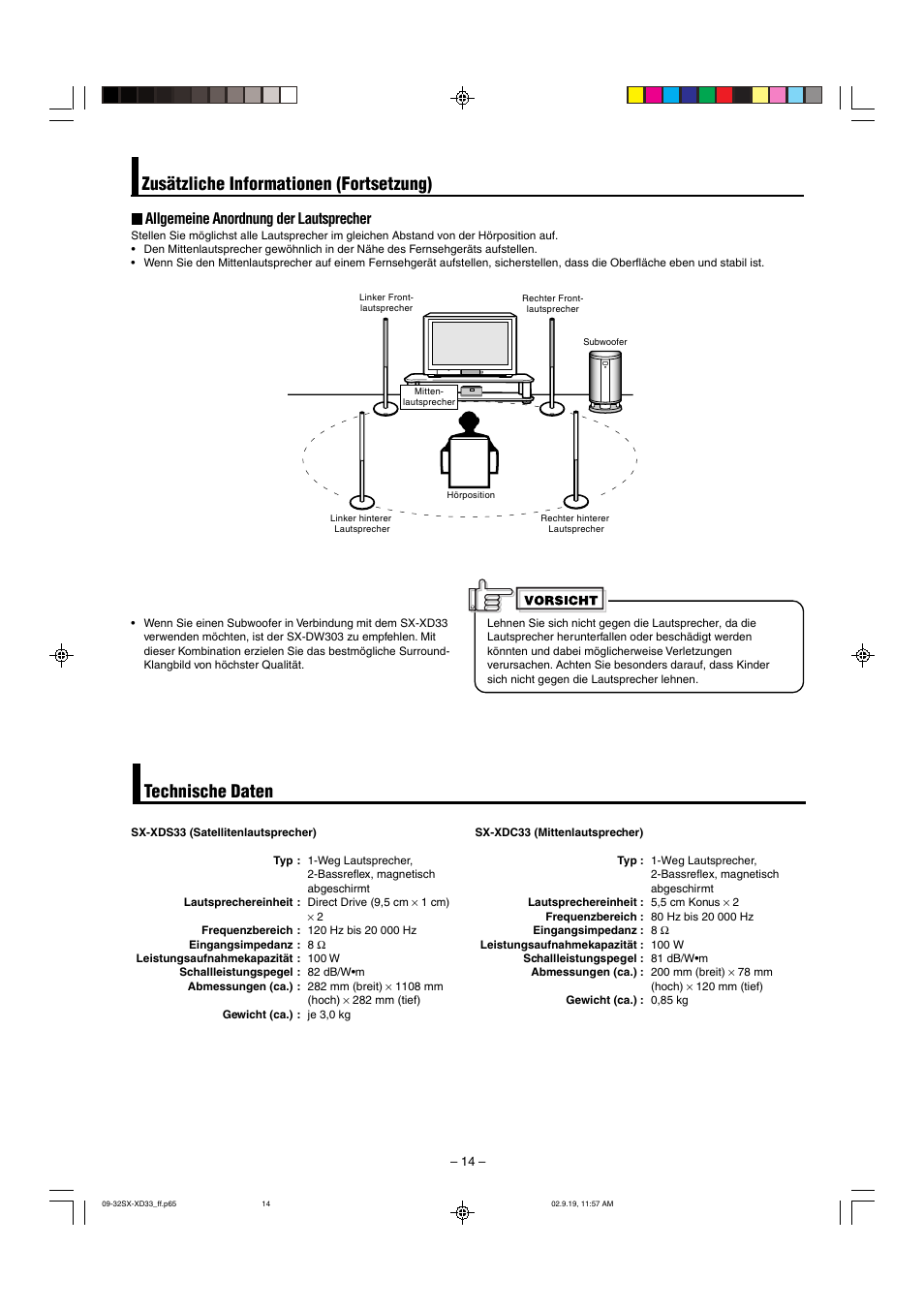 Allgemeine anordnung der lautsprecher | JVC LVT0953-001B User Manual | Page 14 / 57