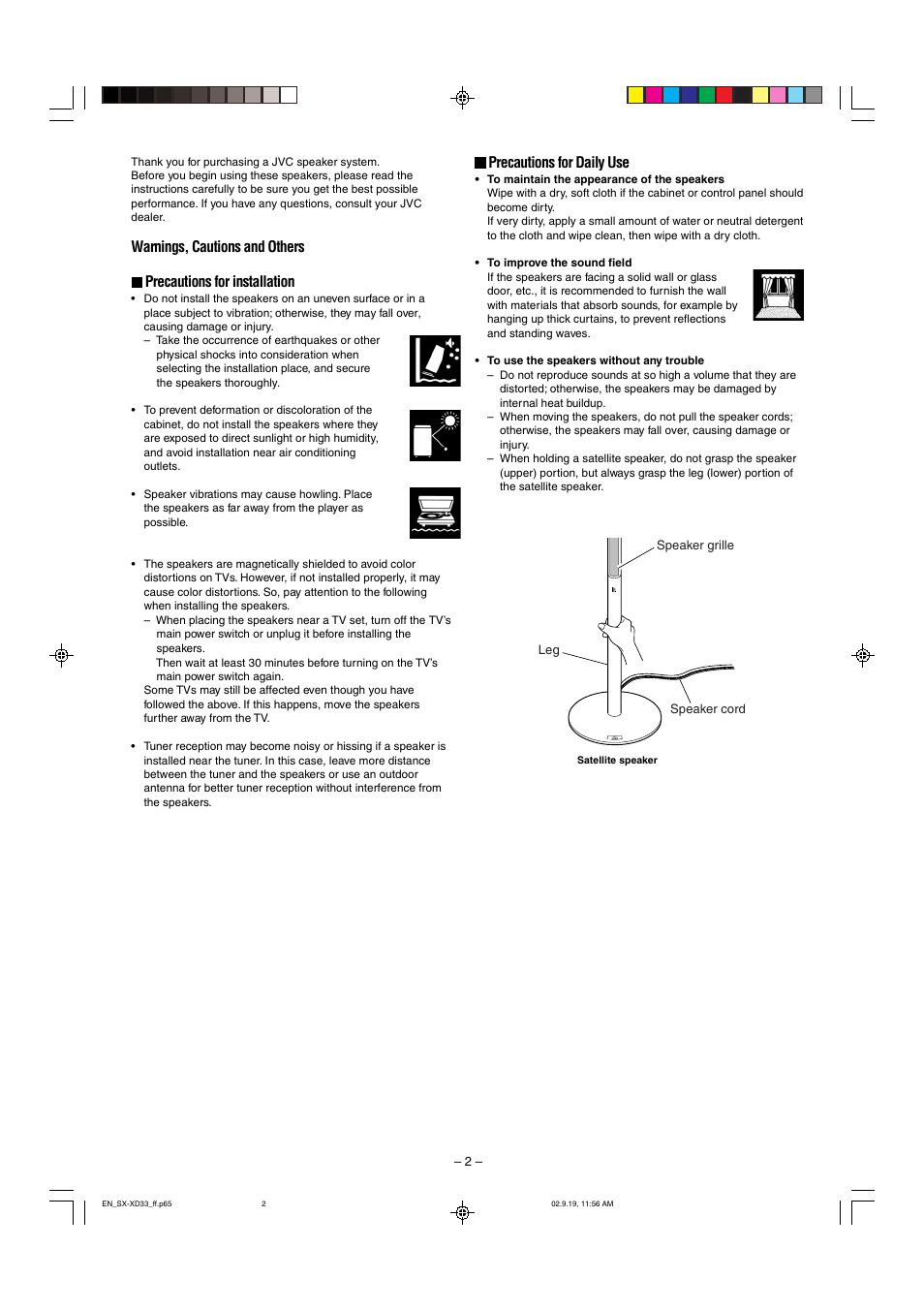 Precautions for daily use | JVC LVT0953-001B User Manual | Page 2 / 57