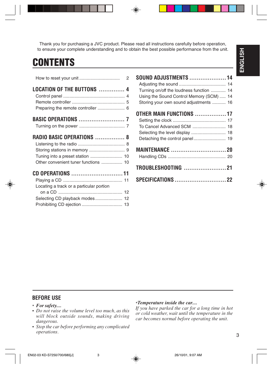 JVC KD-S7250 User Manual | Page 3 / 27