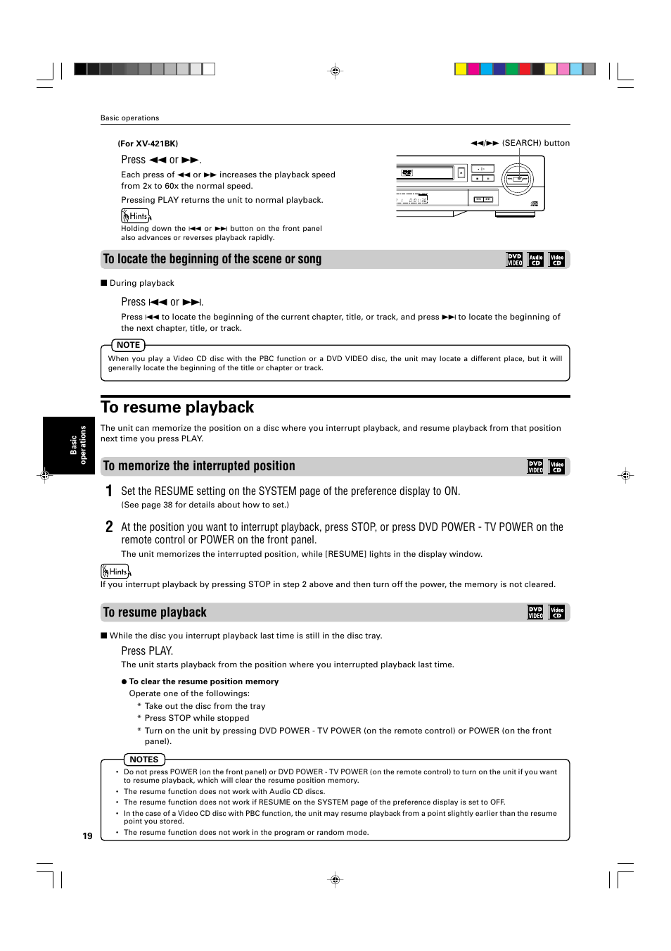 Press 4 or, Press play, Press 1 or | JVC XV-525BK User Manual | Page 22 / 52