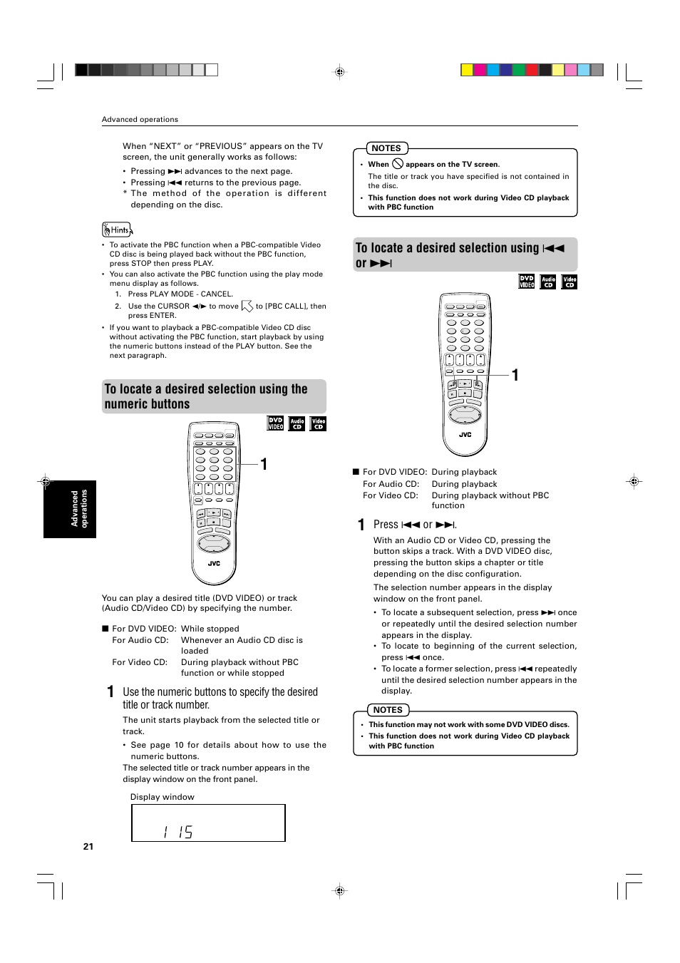 Press 4 or, Advanced operations | JVC XV-525BK User Manual | Page 24 / 52