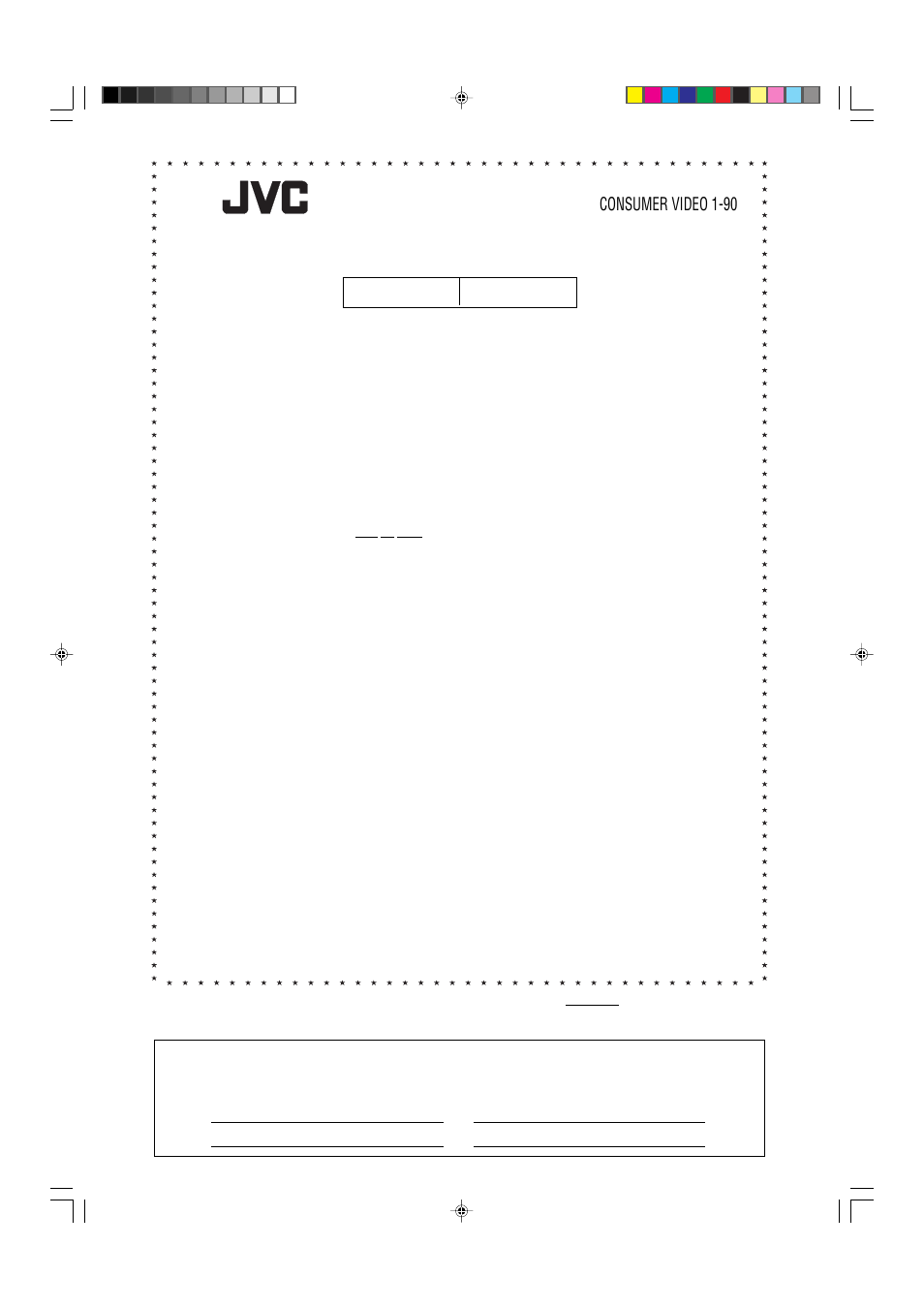 Limited warranty, Consumer video 1-90 | JVC XV-525BK User Manual | Page 51 / 52