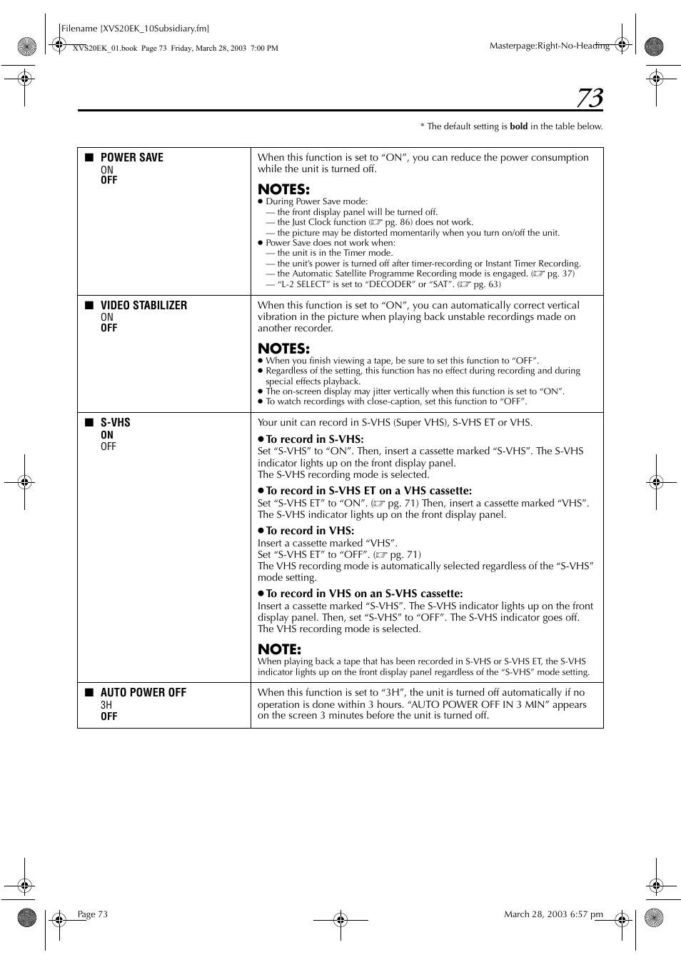 Set to “on, Pg. 73), it is | JVC HR-XVS20EK User Manual | Page 73 / 100