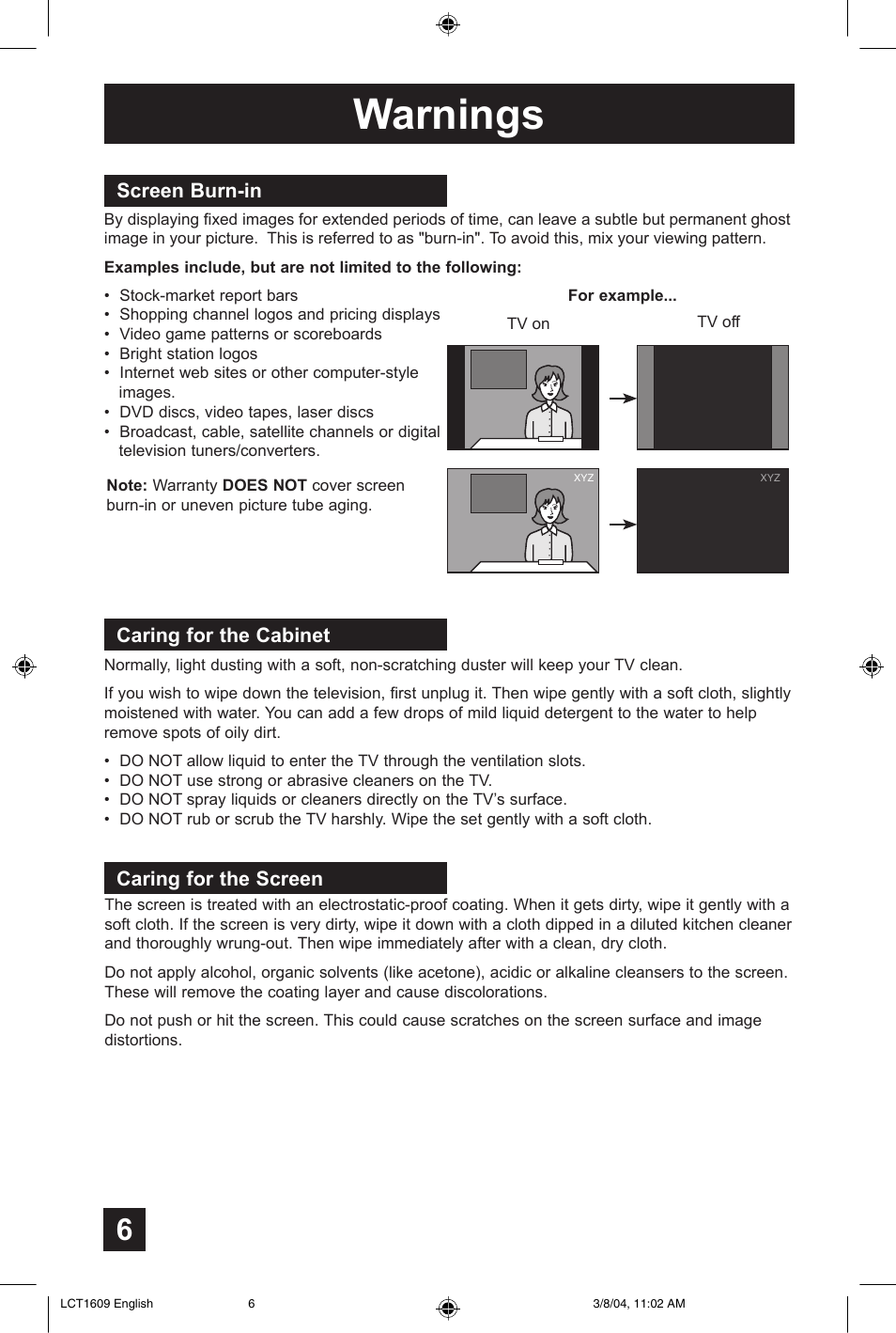 Warnings | JVC AV 56P575 User Manual | Page 6 / 72