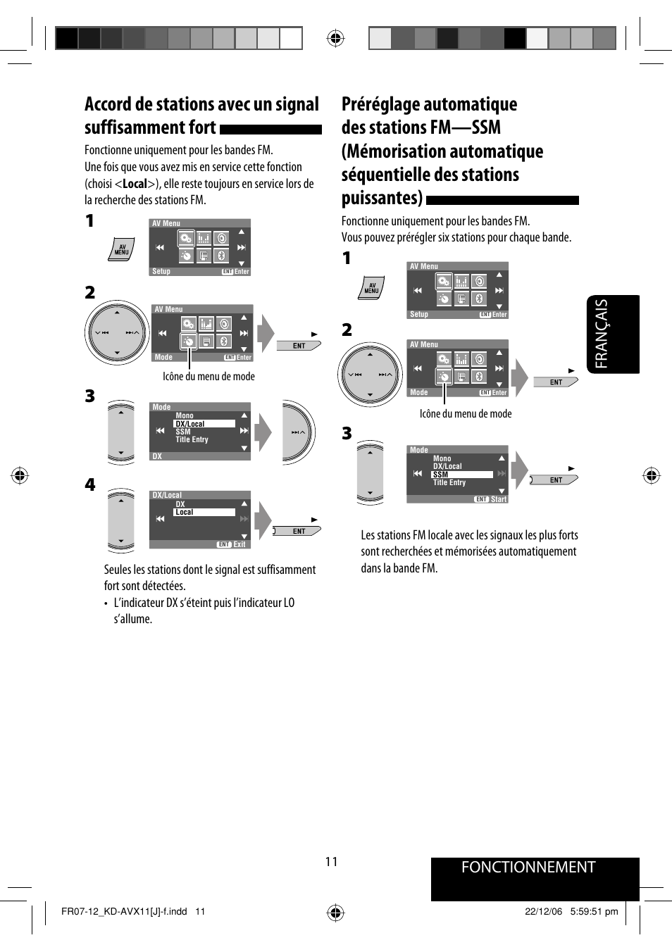 Fonctionnement, Français | JVC KD-AVX11 User Manual | Page 127 / 177