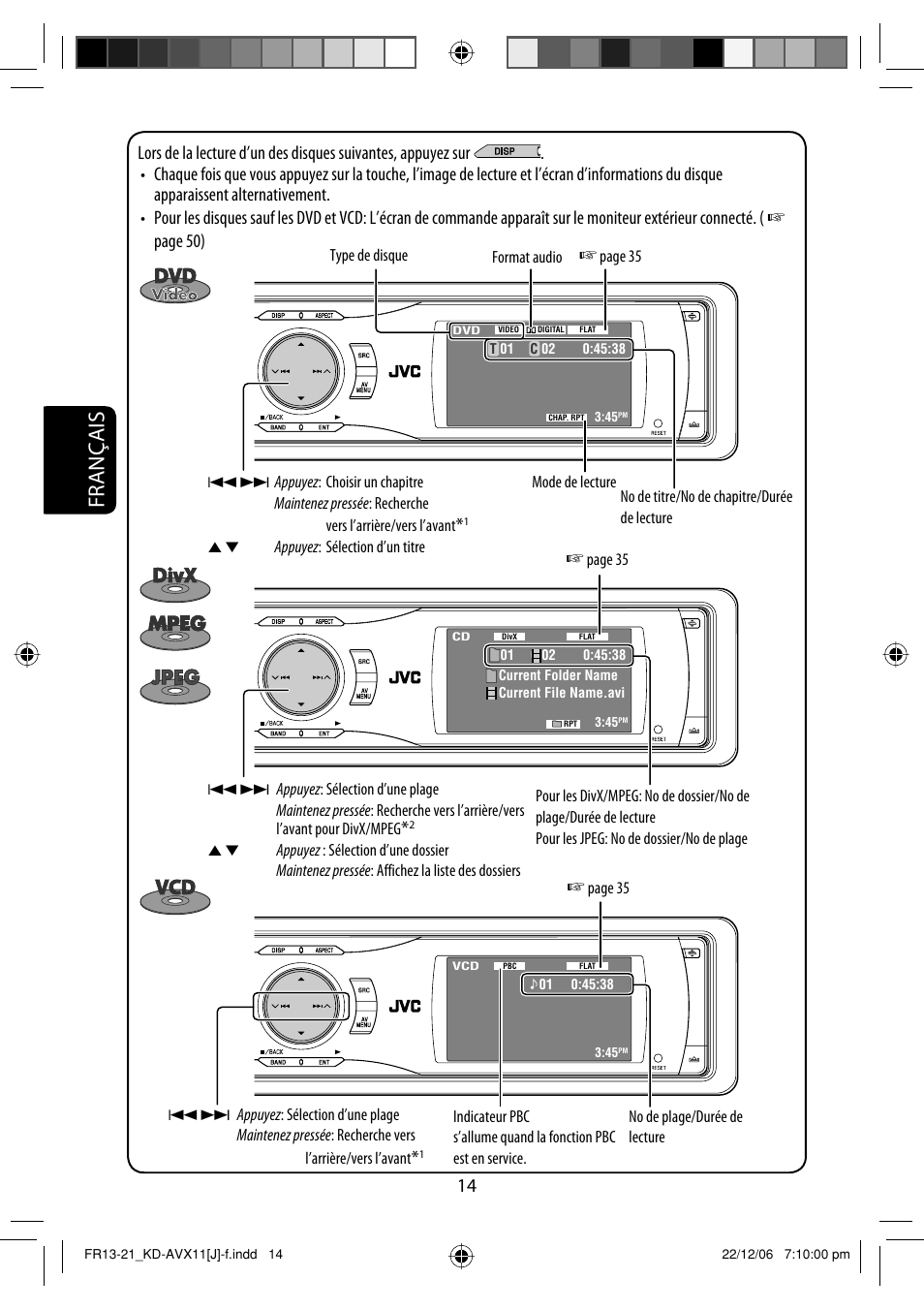 Français | JVC KD-AVX11 User Manual | Page 130 / 177