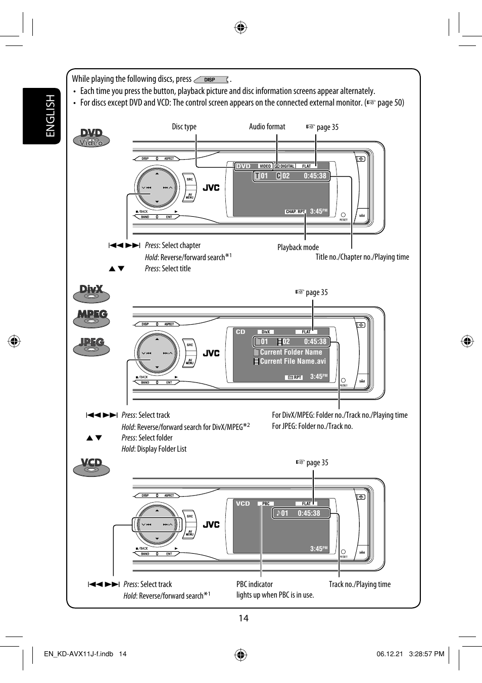 English | JVC KD-AVX11 User Manual | Page 14 / 177