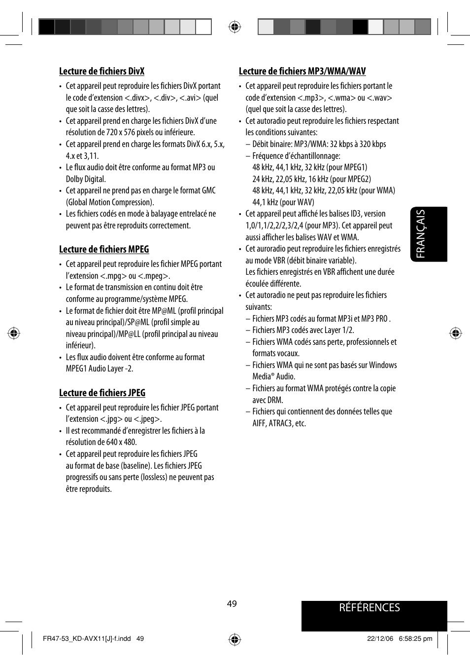 Références français | JVC KD-AVX11 User Manual | Page 165 / 177