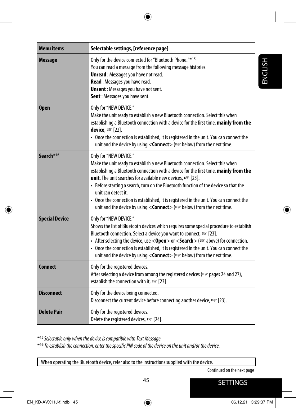 Settings, English | JVC KD-AVX11 User Manual | Page 45 / 177