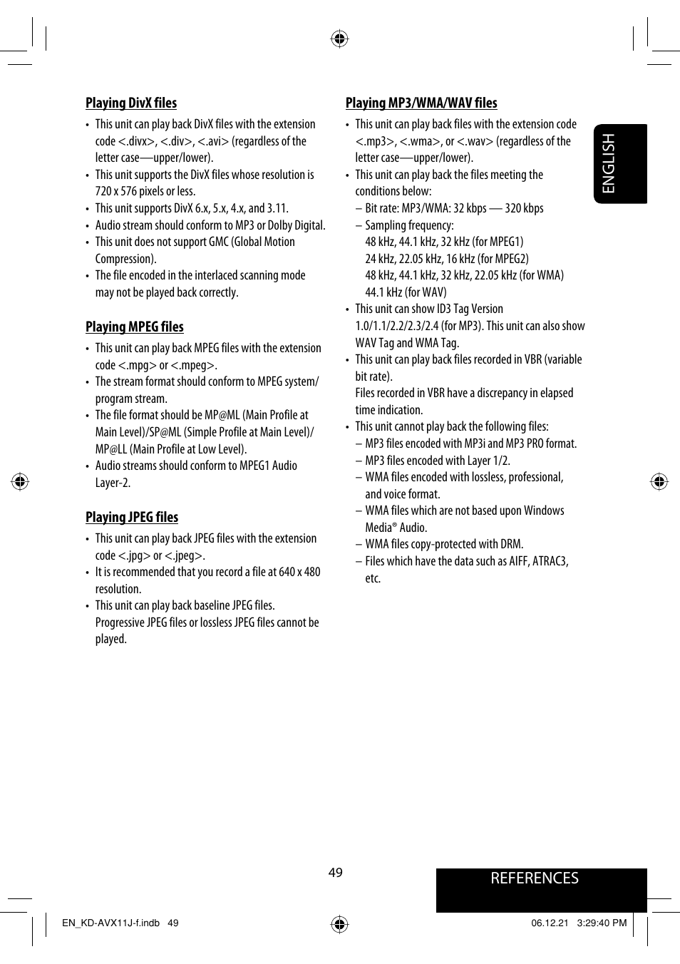 References english | JVC KD-AVX11 User Manual | Page 49 / 177