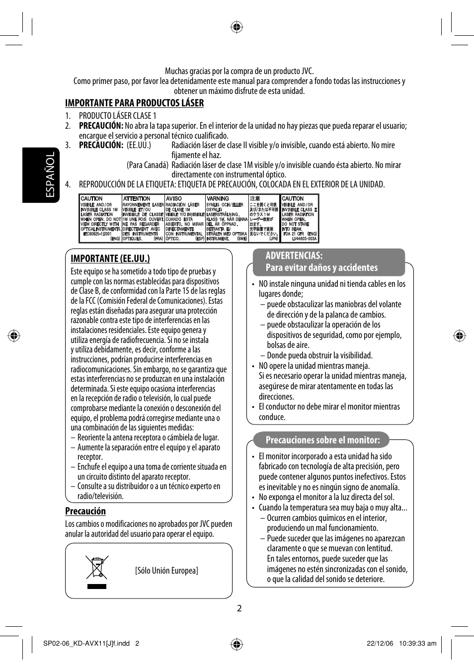 Español | JVC KD-AVX11 User Manual | Page 60 / 177