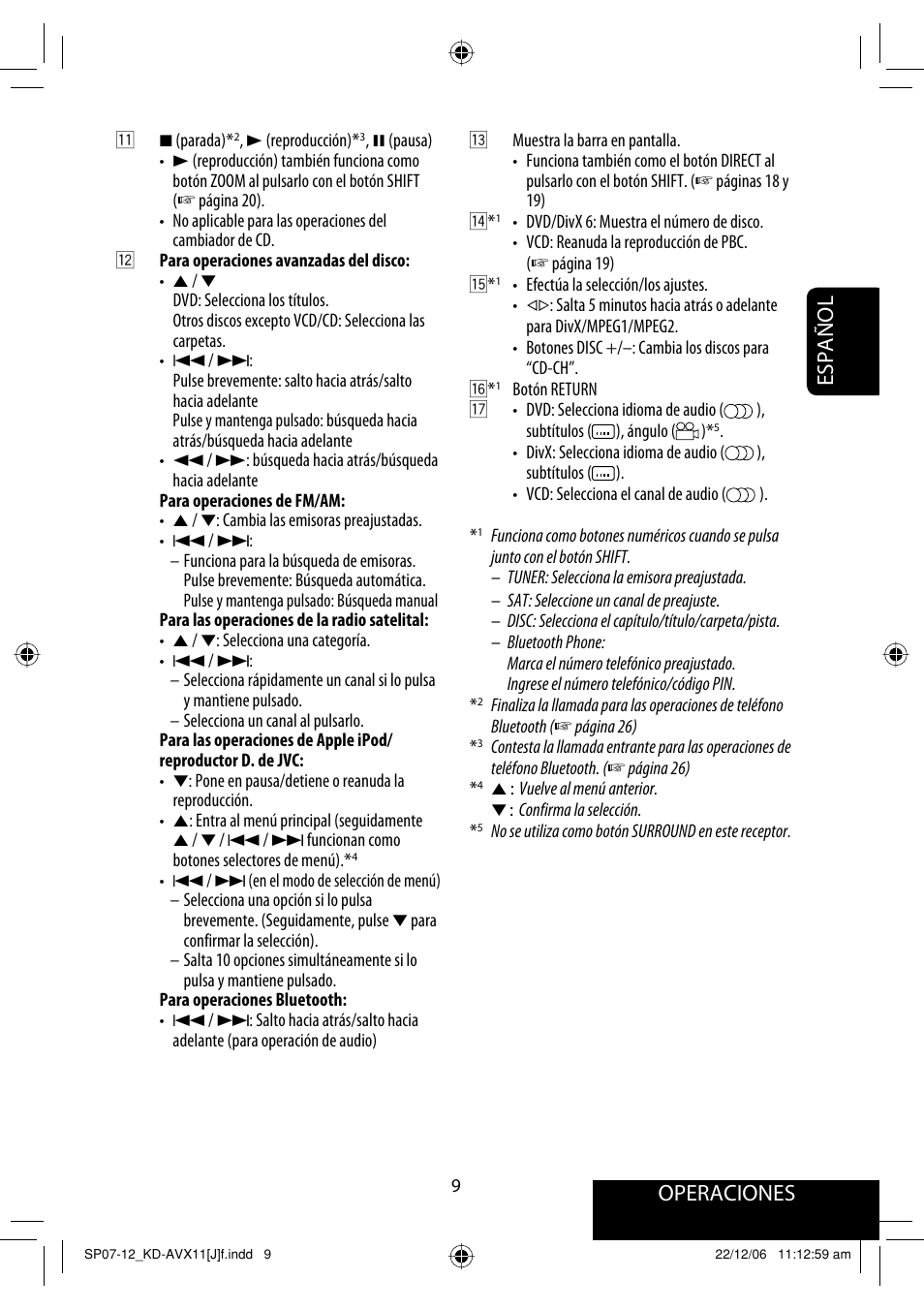 Operaciones, Español | JVC KD-AVX11 User Manual | Page 67 / 177